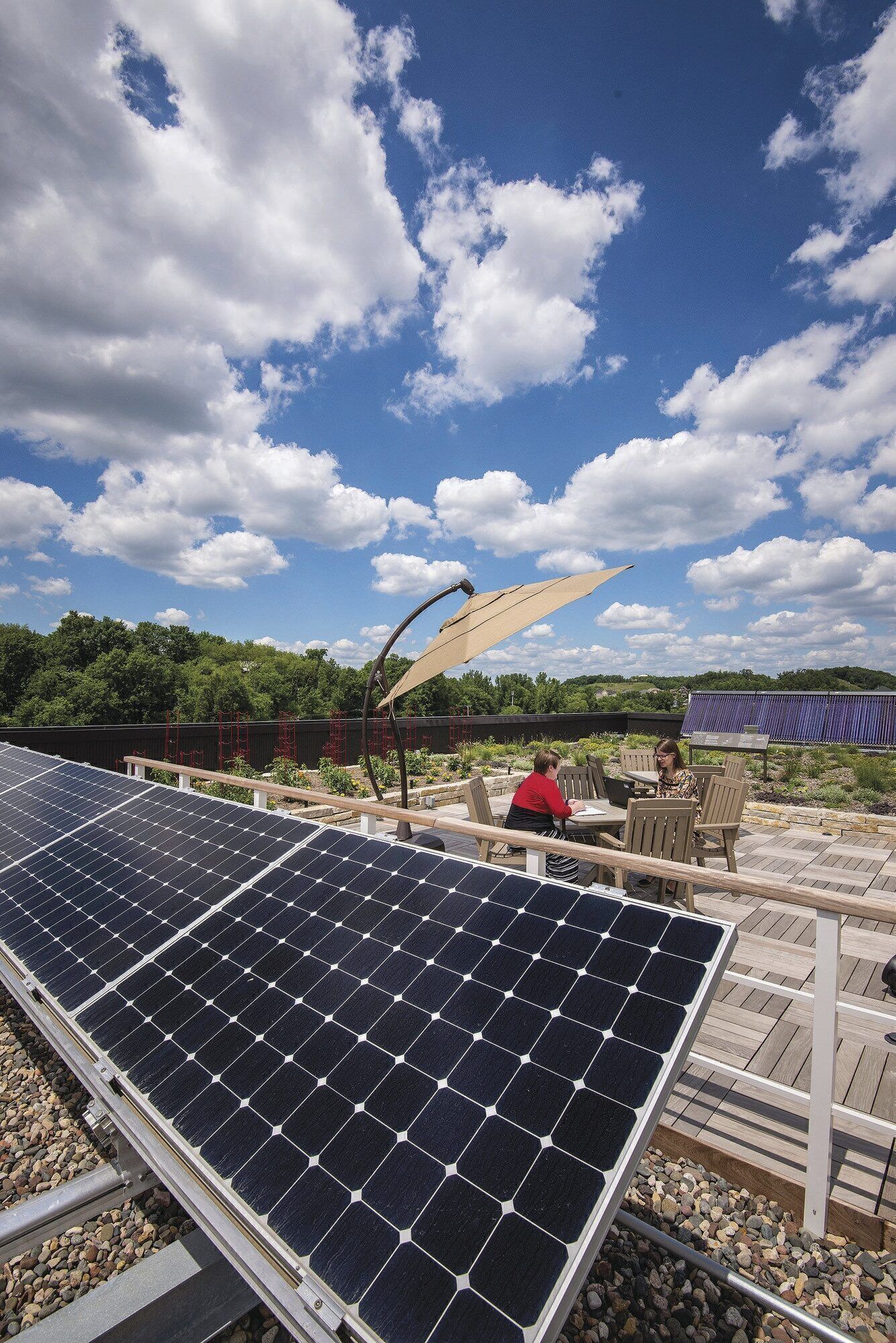 ECO-FRIENDLY: With its recycled construction materials, outdoor meeting spaces, and geothermal heating system, Cargill Philanthropies’ headquarters reflects the founder’s commitment to the environment.
