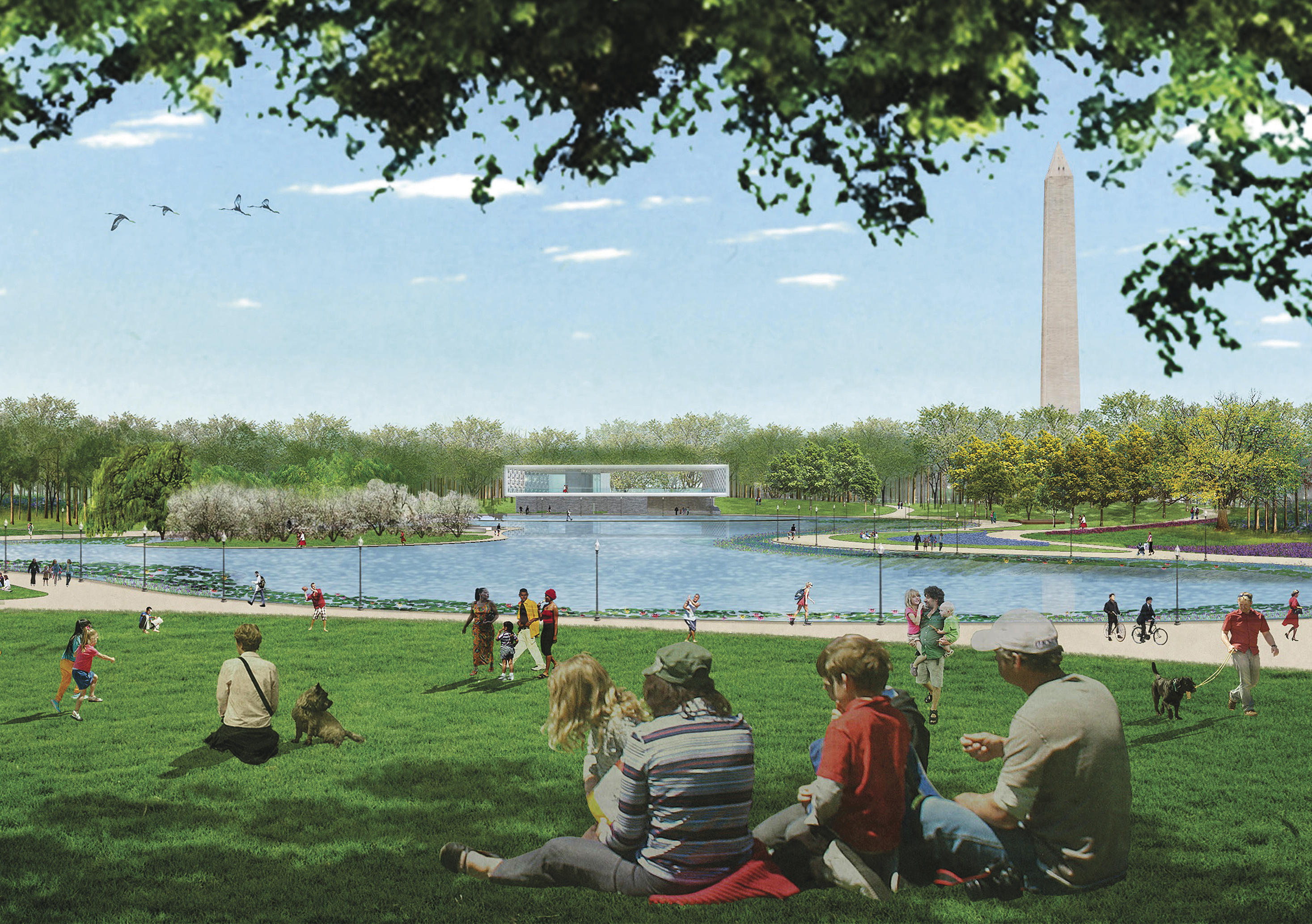 RESTORING GLORY: The first phase of a $350-million
campaign for the National Mall
will fix Constitution Gardens
and introduce a grass amphitheater
and a restaurant with views
of the Washington Monument.