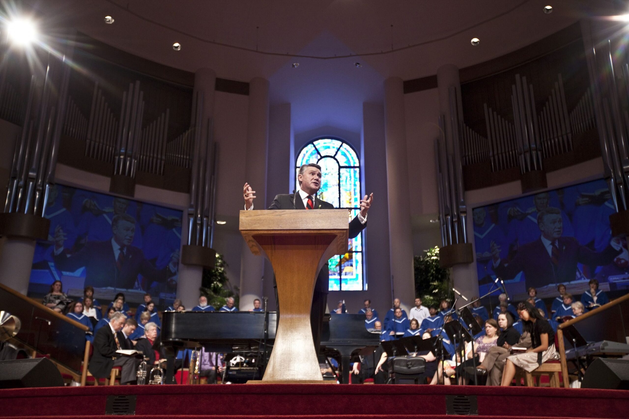 The Rev. Mark Harris of First Baptist Church in Charlotte, N.C., preaches on a "Pulpit Freedom Sunday" challenging federal rules that bar churches and other charities from endorsing political candidates.