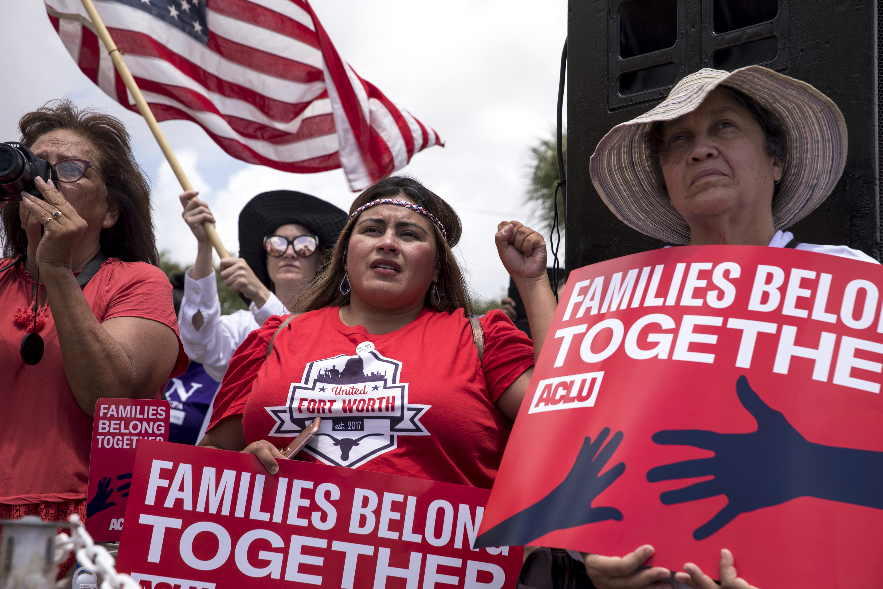 Supporters of the American Civil Liberties Union, like these in Brownsville, Texas, that oppose Trump administration policies did not significantly increase their giving to the cause in 2018.