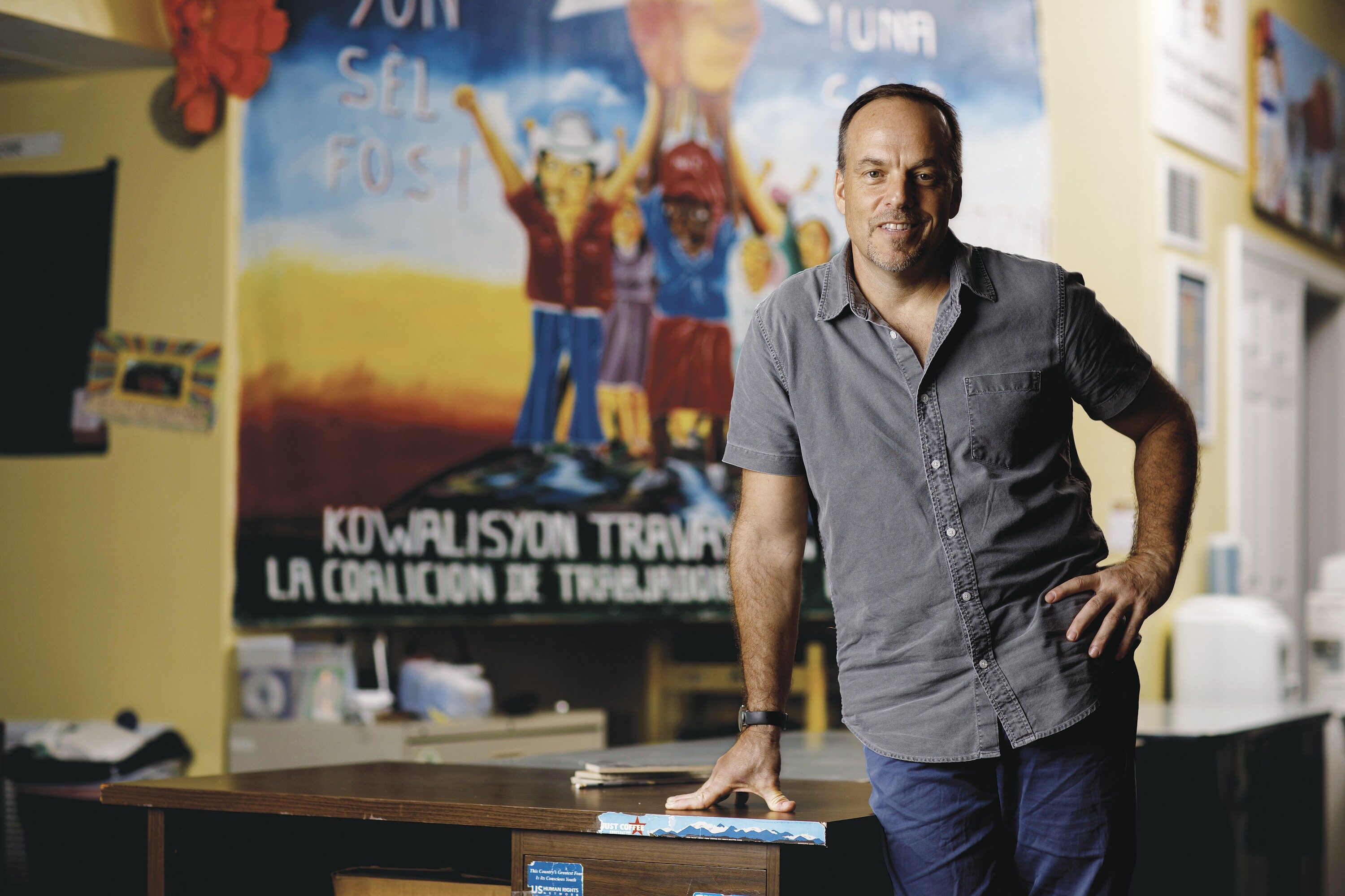 Greg Asbed and his management team take
no more in pay than the agriculture workers they fight for.