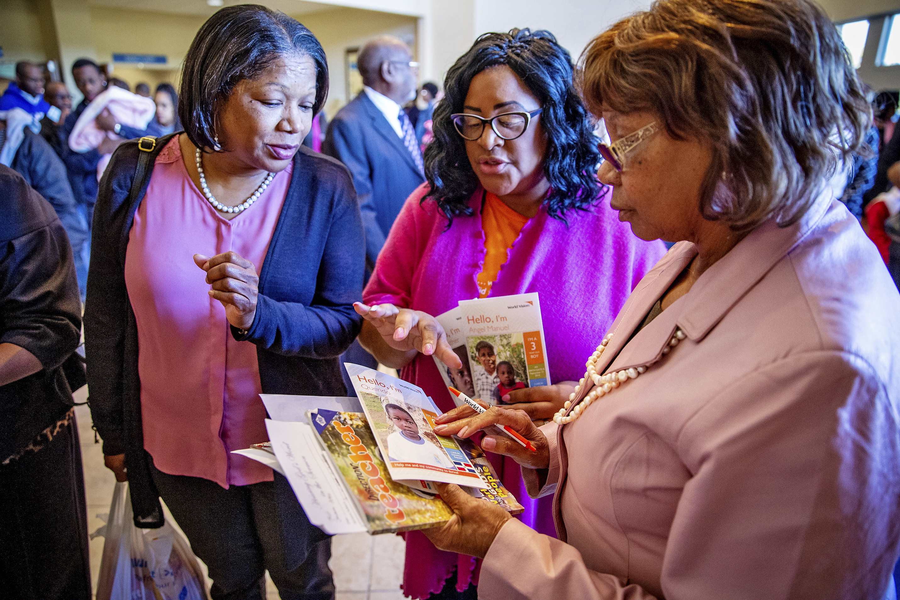 World Vision has built new relationships with churches of color. Here, members at Brown Missionary Baptist Church in Southhaven, Miss., learn about sponsoring children through the charity.
