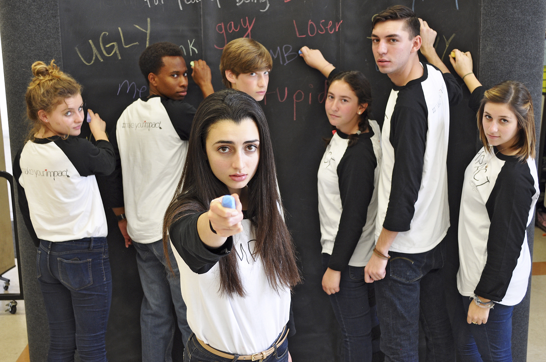 ImpACT on Stage, a charity group founded by Jacob Gardenswartz (second from right), puts on shows about bullying, sexual violence, and substance abuse.