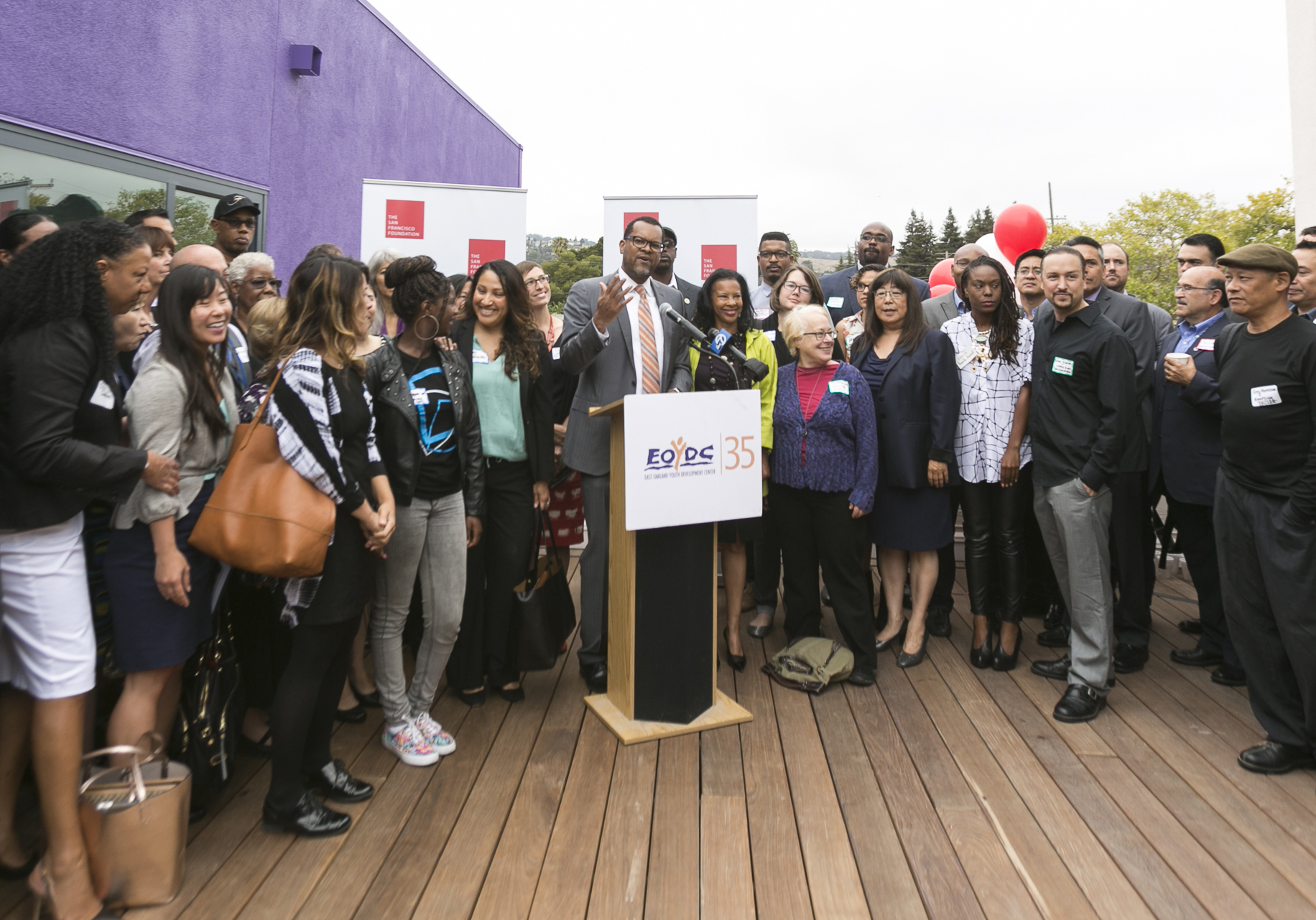 Fred Blackwell, CEO of The San Francisco Foundation, calls up nonprofit and city government leaders before announcing a $34 million anonymous donation to the City of Oakland. 