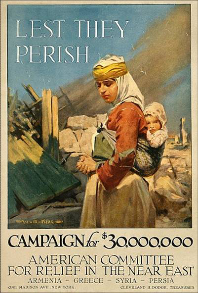Lest They Perish ad from the campaign for the American Committee for Relief in the Near East. 