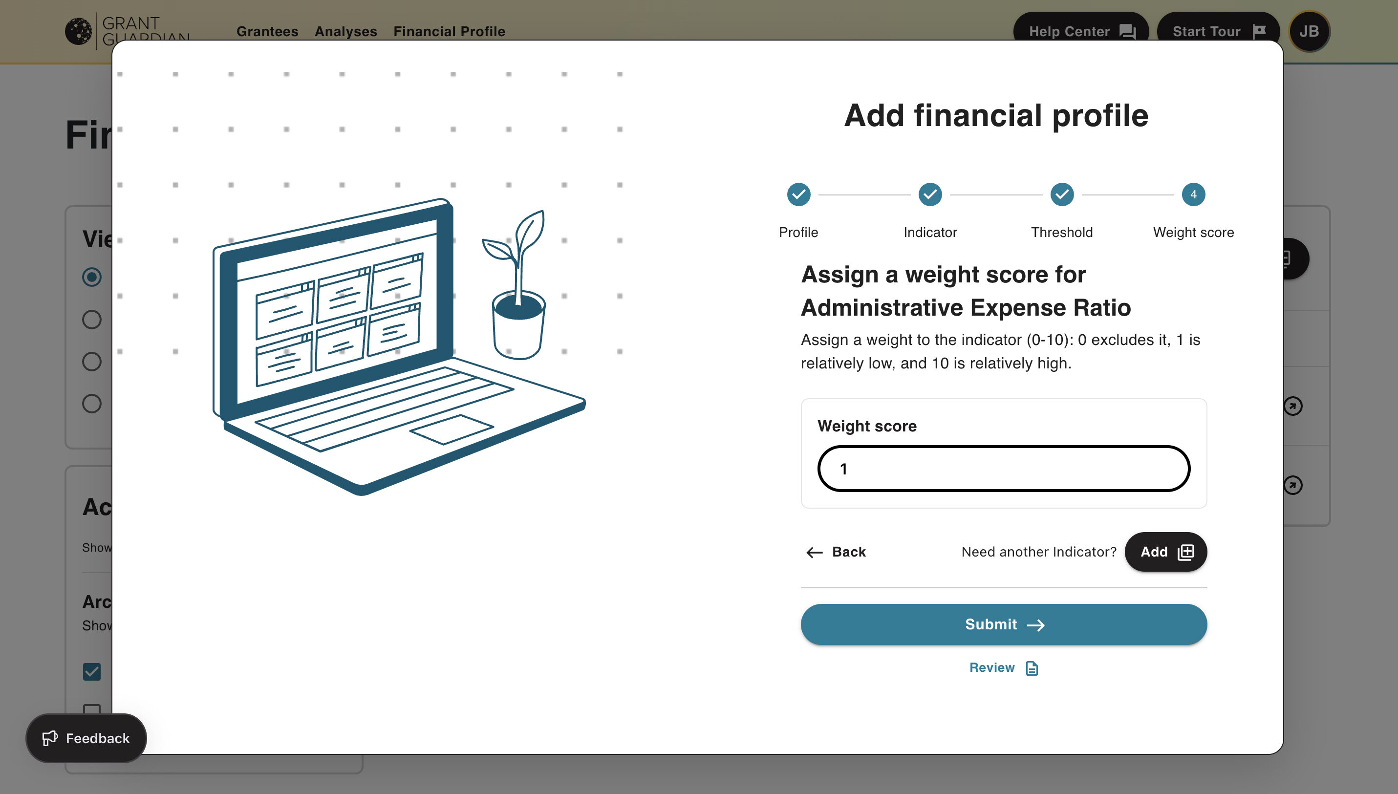 A screenshot of the Grant Guardian tool.