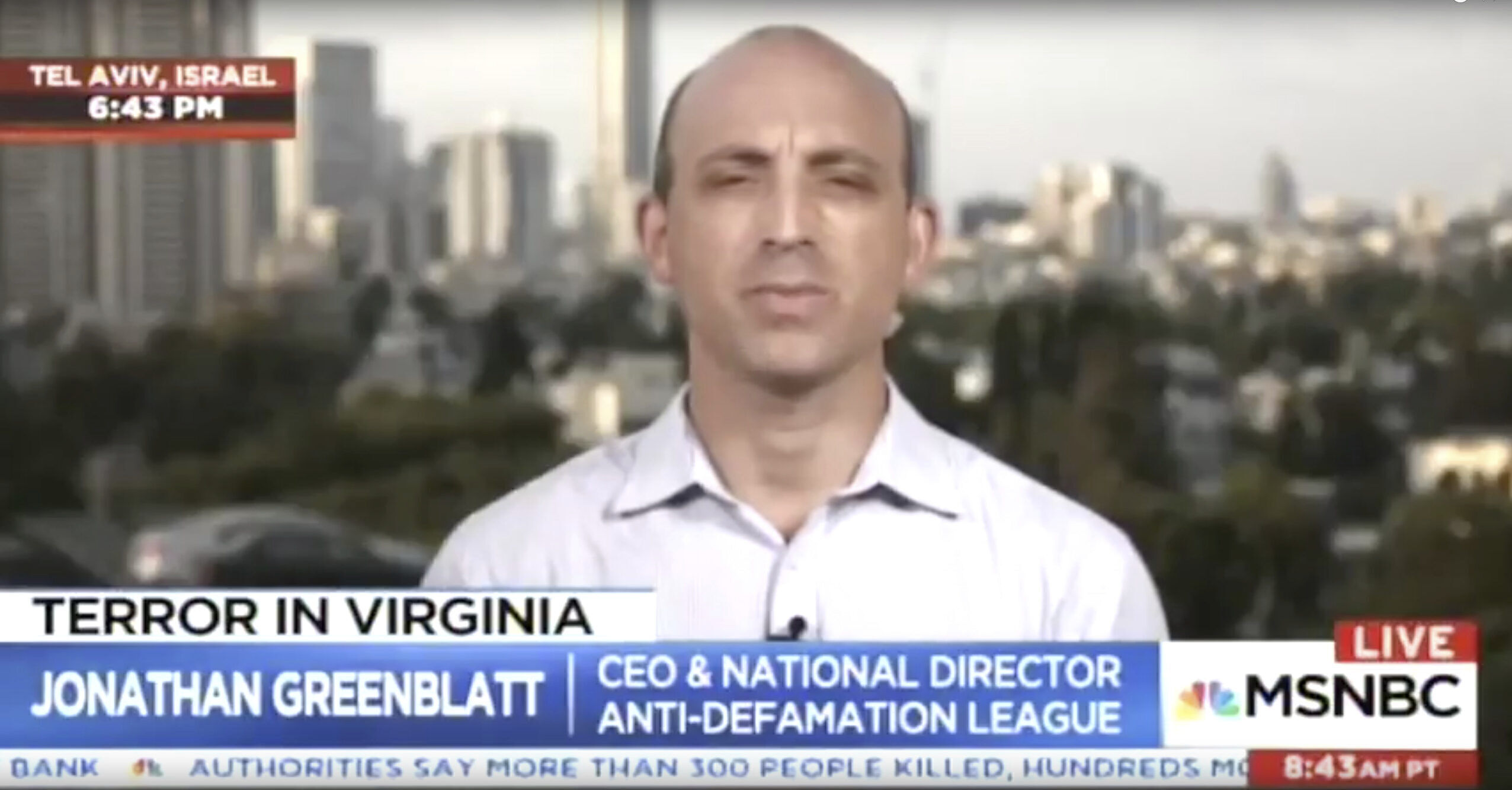 Jonathan Greenblatt’s Anti-Defamation League has been a magnet for donors after the Charlottesville rally, thanks to its quick reflexes and aggressive media efforts, including this interview on MSNBC.