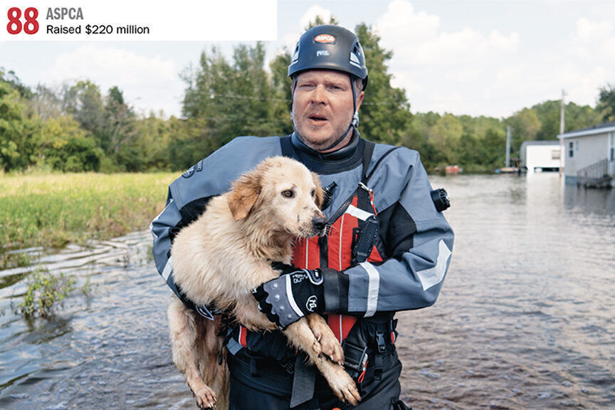 ASPCA rescue worker in a flooded North Carolina neighborhood following Hurricane Florence in September.