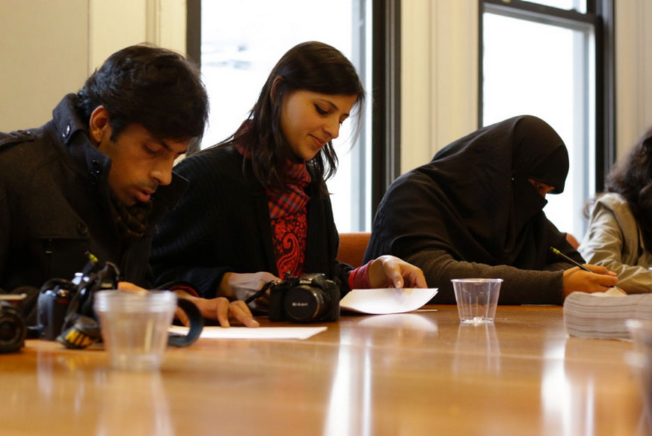 A group of Pakistani artists at a Center for Artistic Activism “Imagining Utopia” workshop.