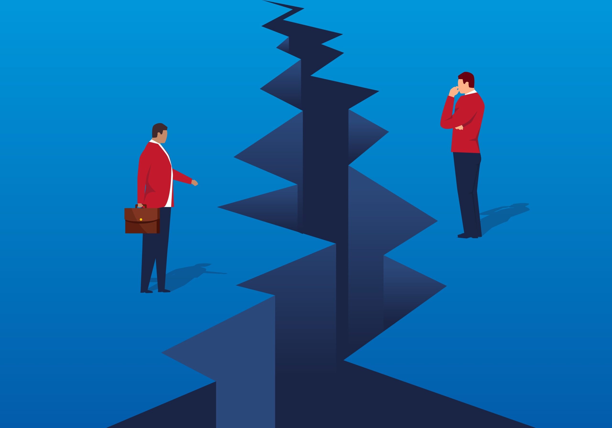 A crack appeared in front of the businessman