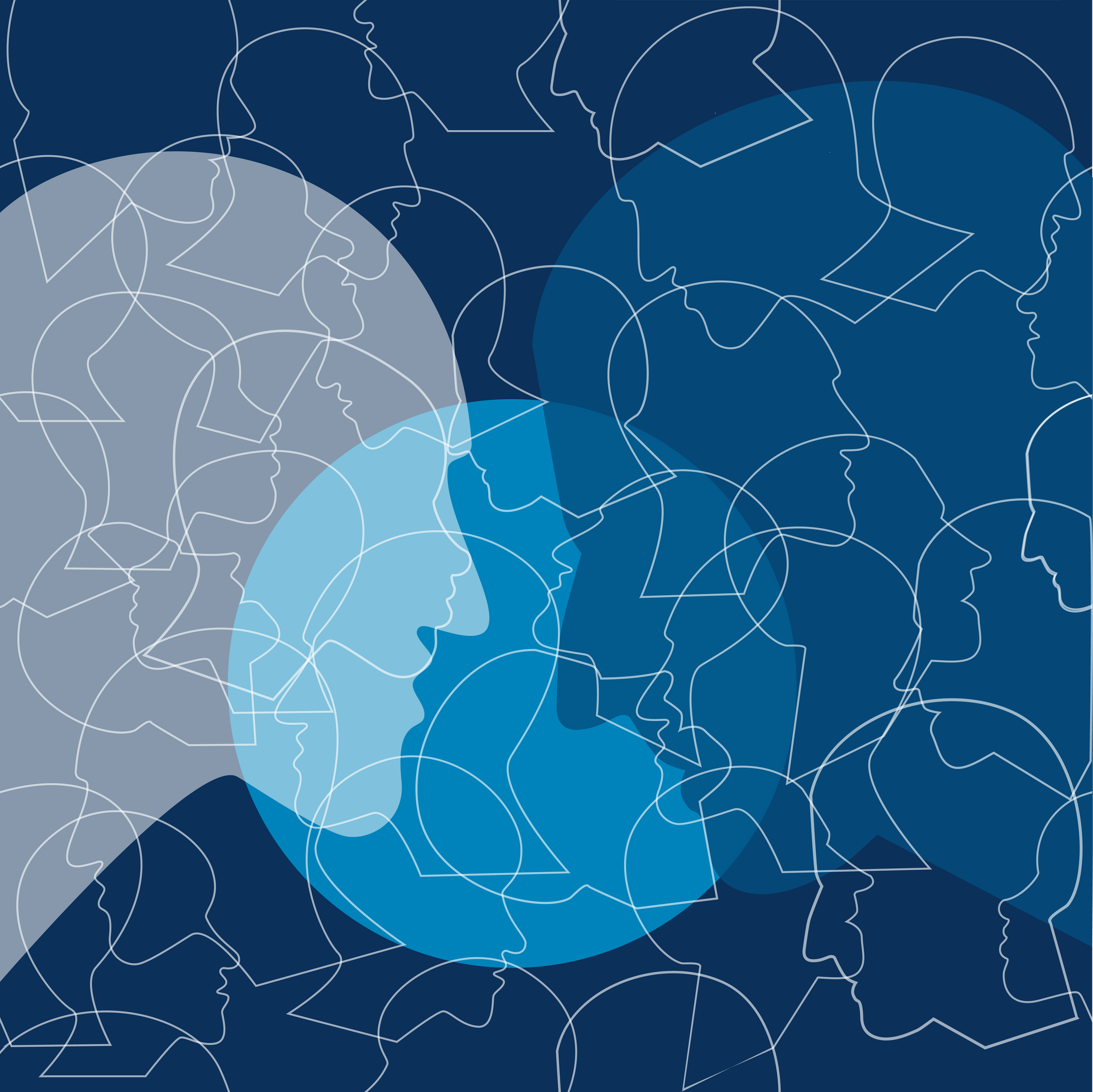 Seamless pattern of a crowd of many different people profile heads. Vector background. (iStock)