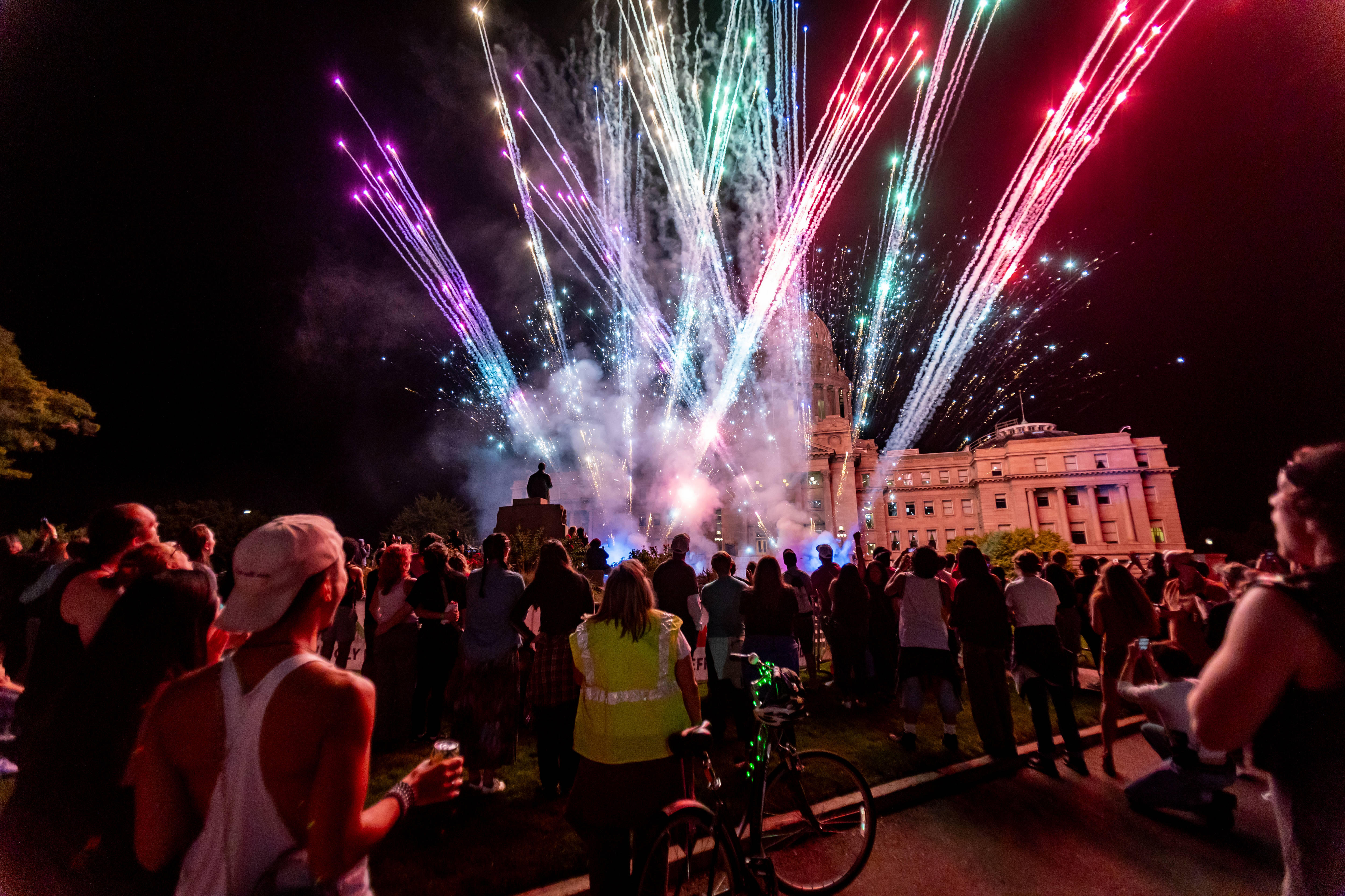 Fireworks close out the first day of the Boise Pride Festival on Sept. 13, 2024.