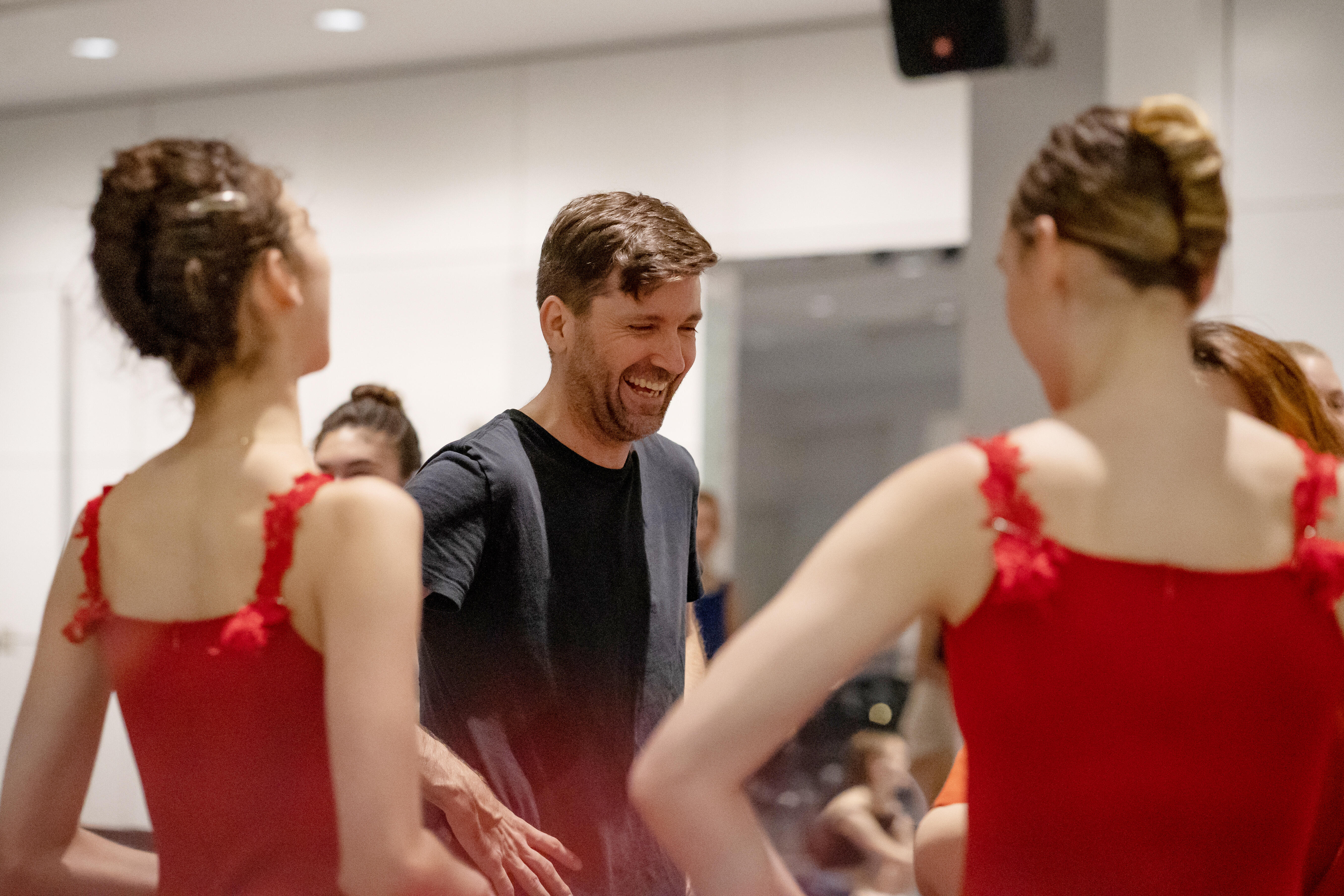 Lincoln Jones, founder of American Contemporary Ballet, leads a rehearsal at the organization’s studio in Los Angeles.