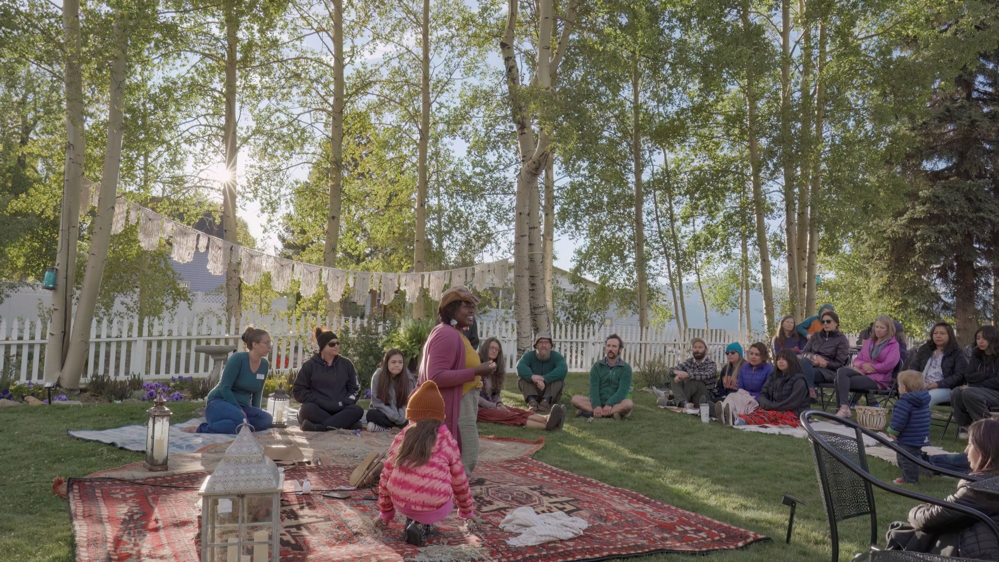 Attendees gather to discuss questions of food equity and security at a Future Town Tour, hosted by Warm Cookies of the Revolution, in Leadville, Colorado in 2023. 