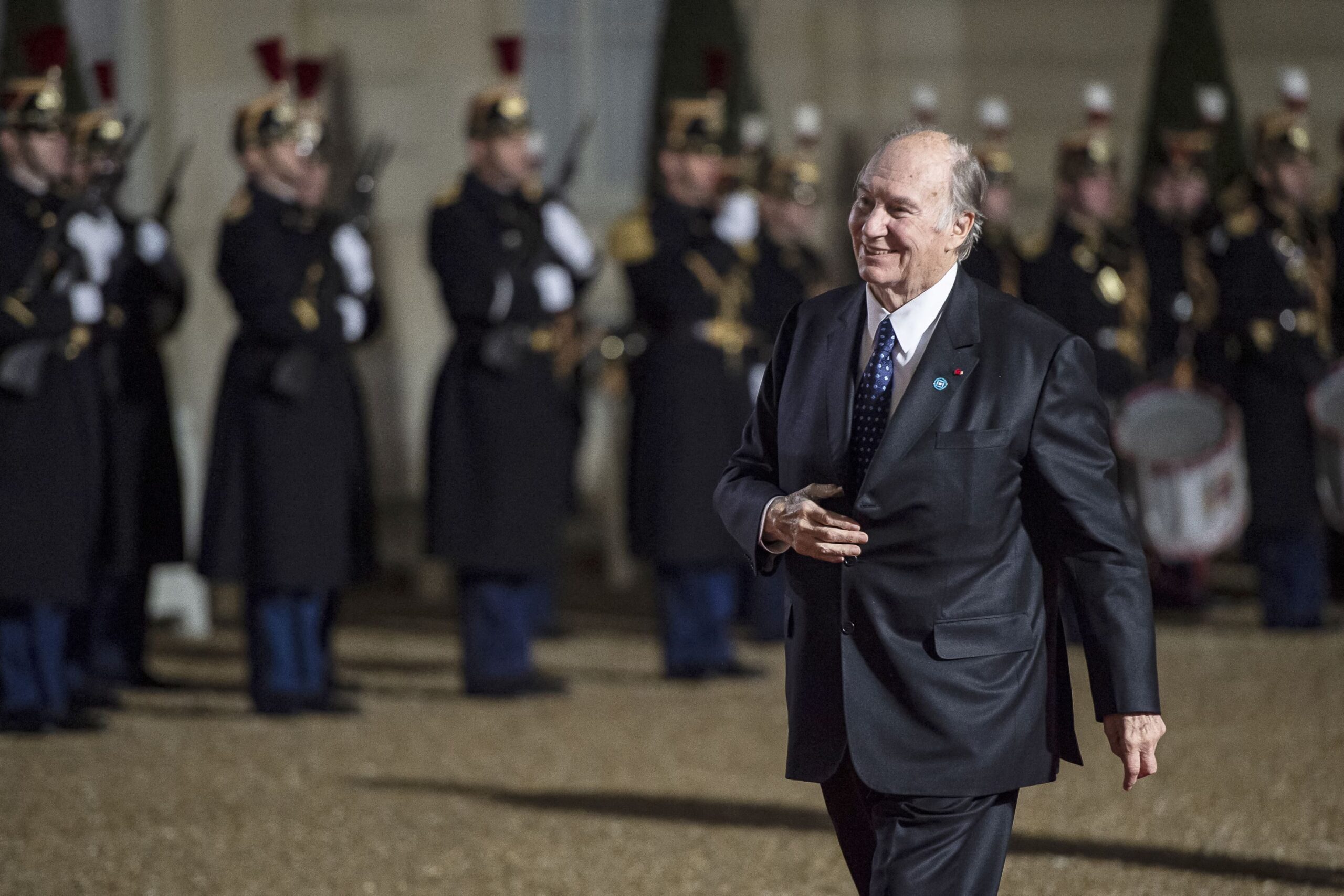 Prince Shah Karim Al Hussaini Aga Khan IV arrives for the Paris Peace Forum at the Elysee Palace, in Paris, on November 11, 2019.