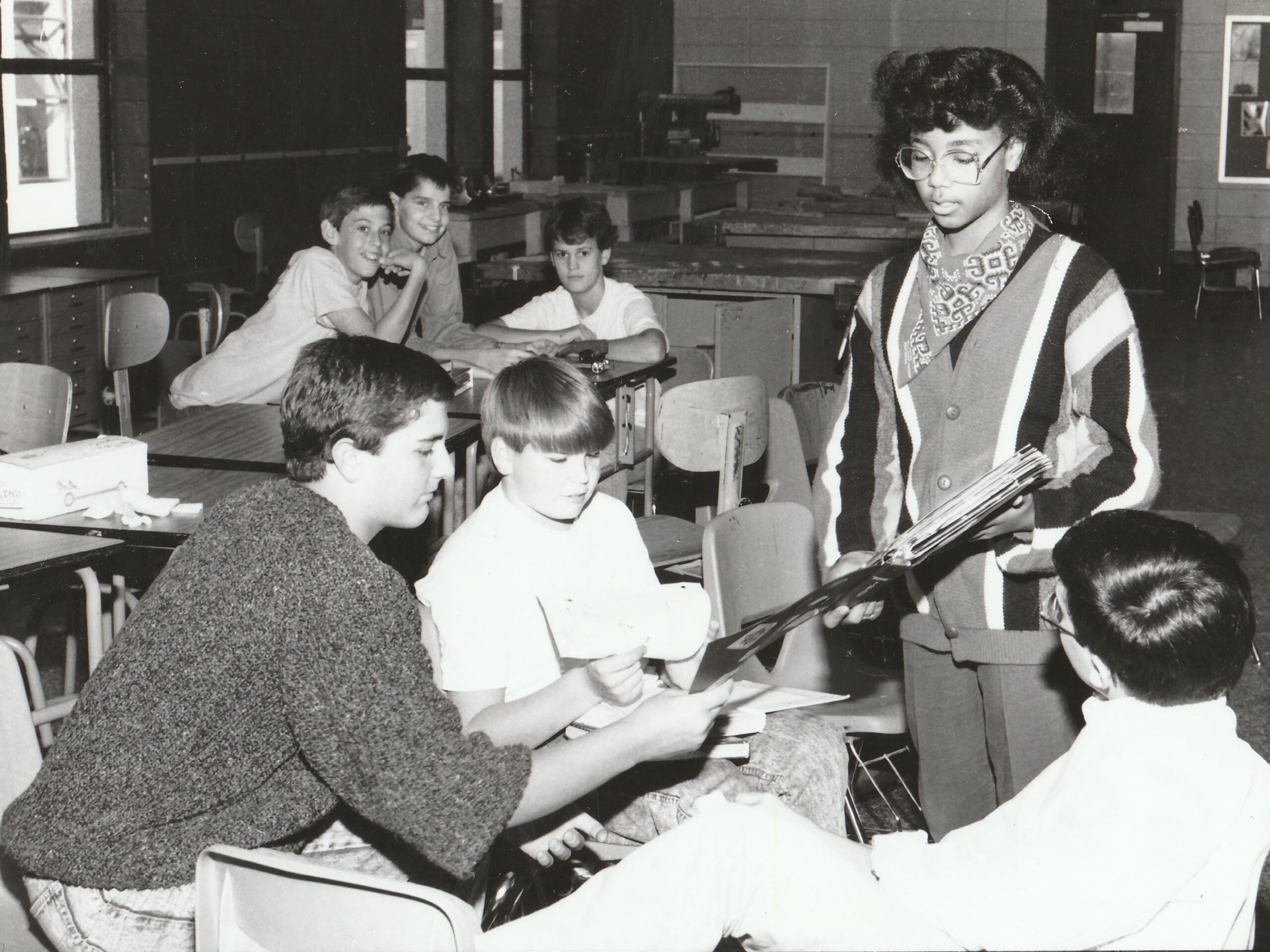 Tycely Williams, seen in 1992 conversing with peers about community service during Homecoming festivities, was the student body chaplain at Vestavia Hills High School in Birmingham, Ala.