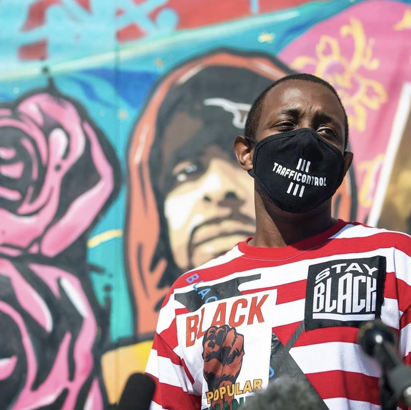 Chas Moore at a rally in Austin, Texas.