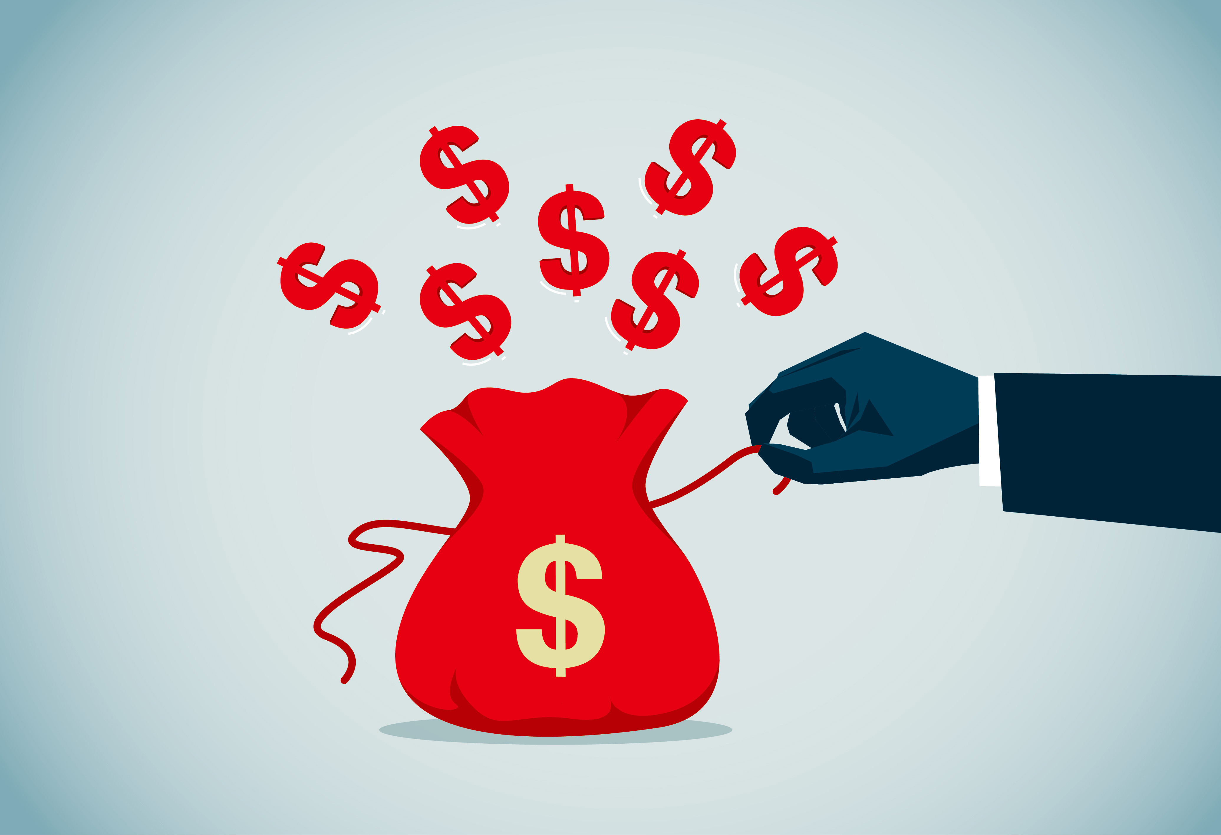 Money being released from bag. (Getty Images)