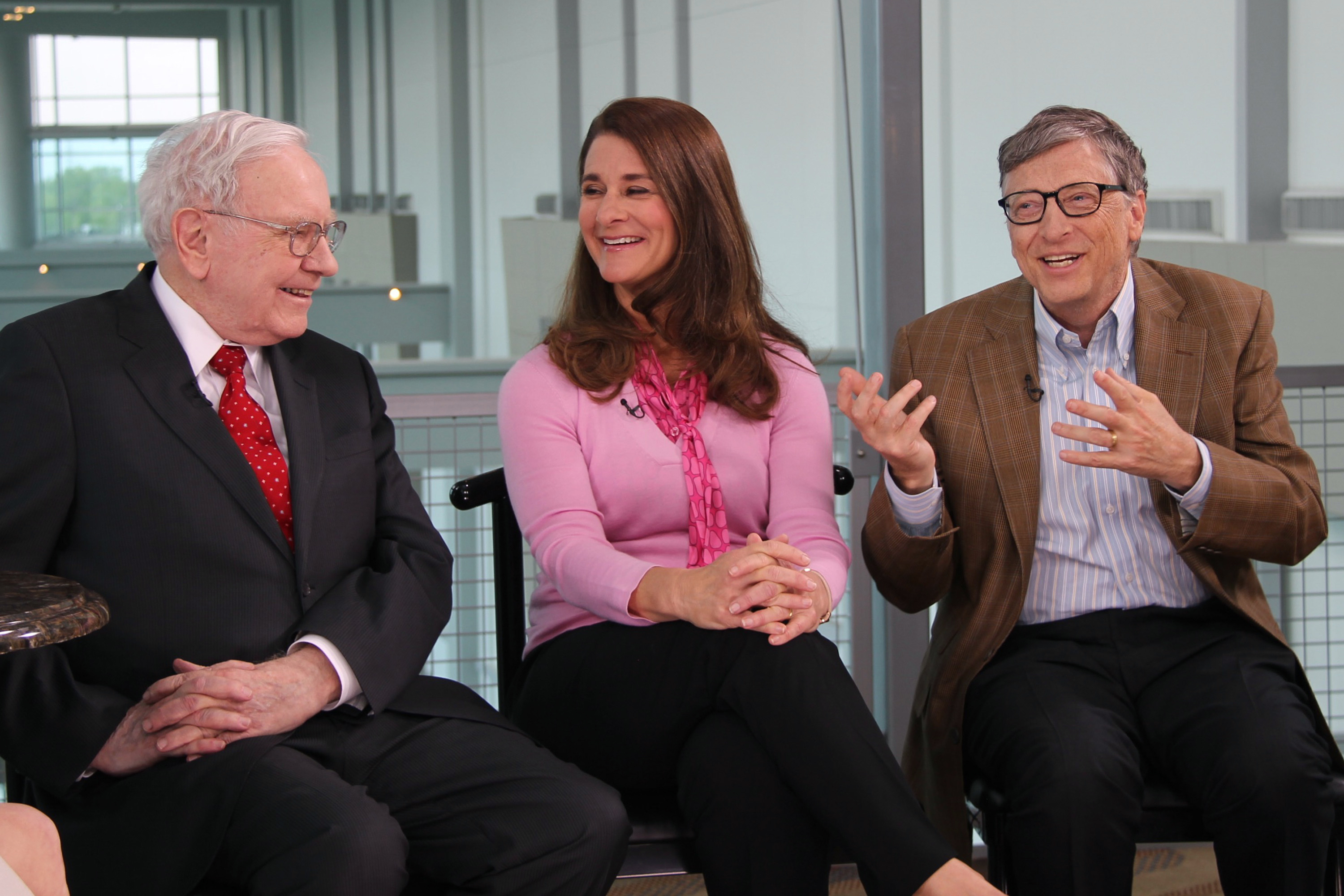 Pictured: Warren Buffett, Bill and Melinda Gates, in an interview on May 5, 2015.