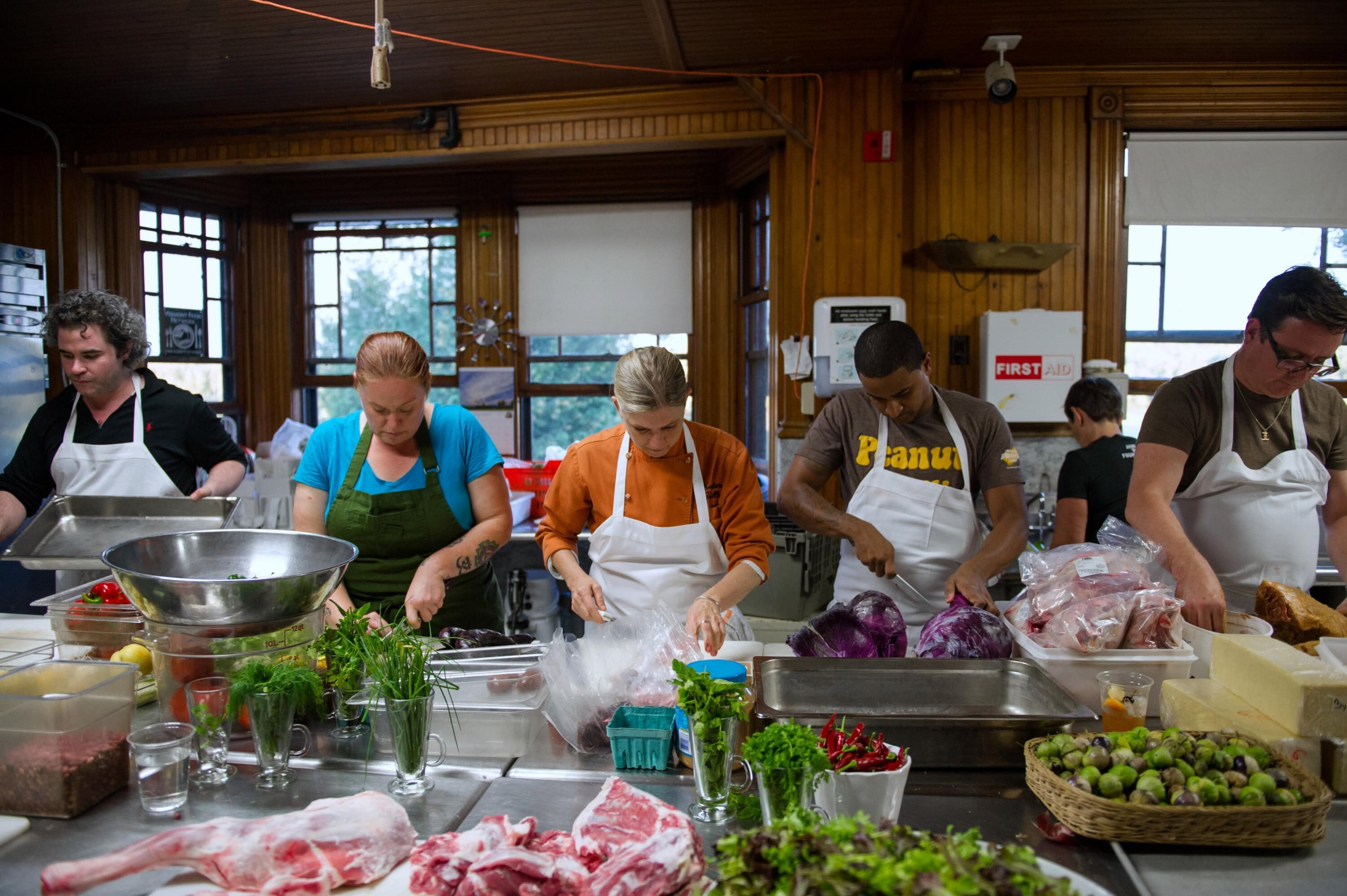 At the James Beard Foundation’s Chefs Boot Camp for Policy and Change, chefs cook dinner together and participate in workshops discussing how advocacy campaigns work and how policies are changed.