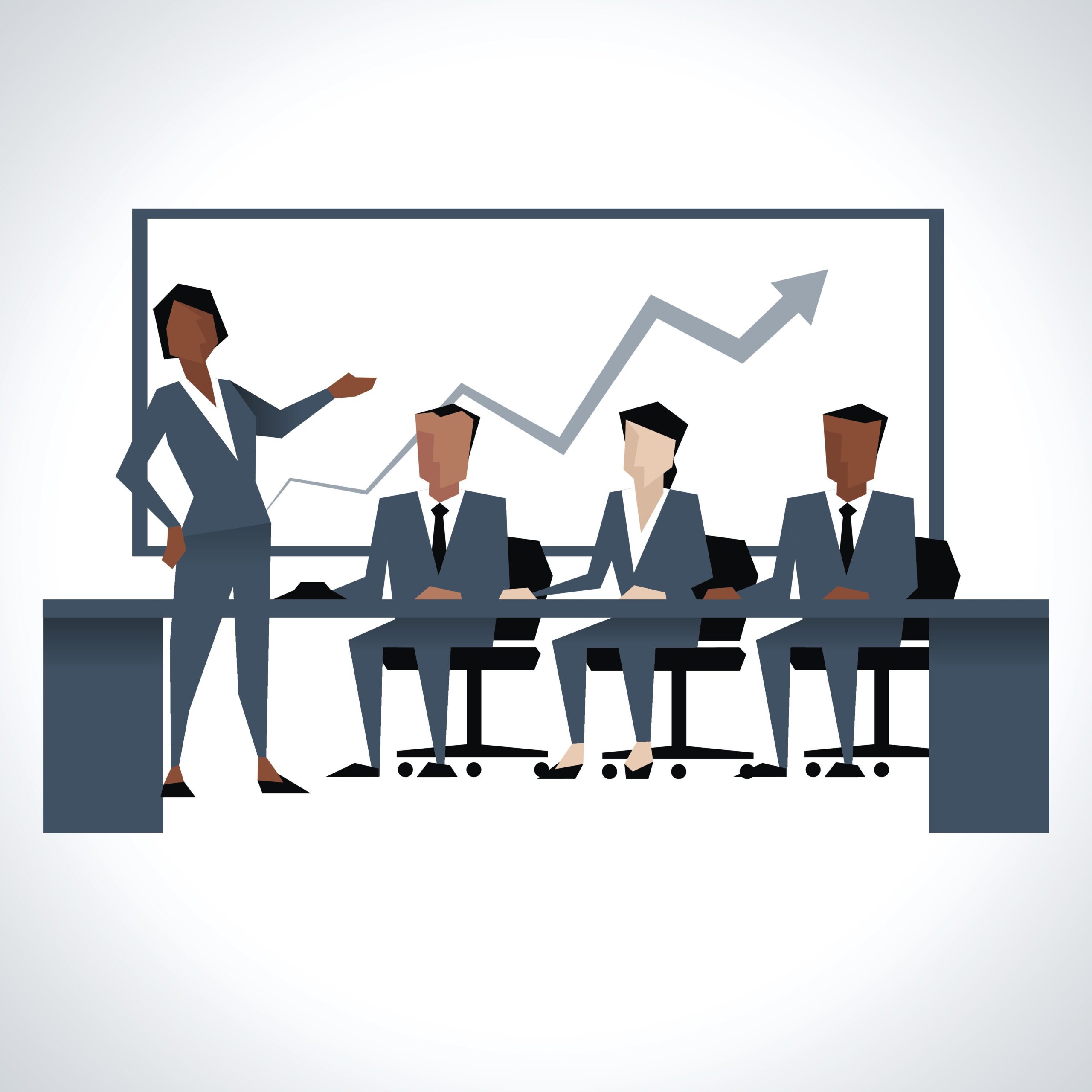 Illustration Of Businesswoman Addressing Board Meeting (iStock, Getty Images)