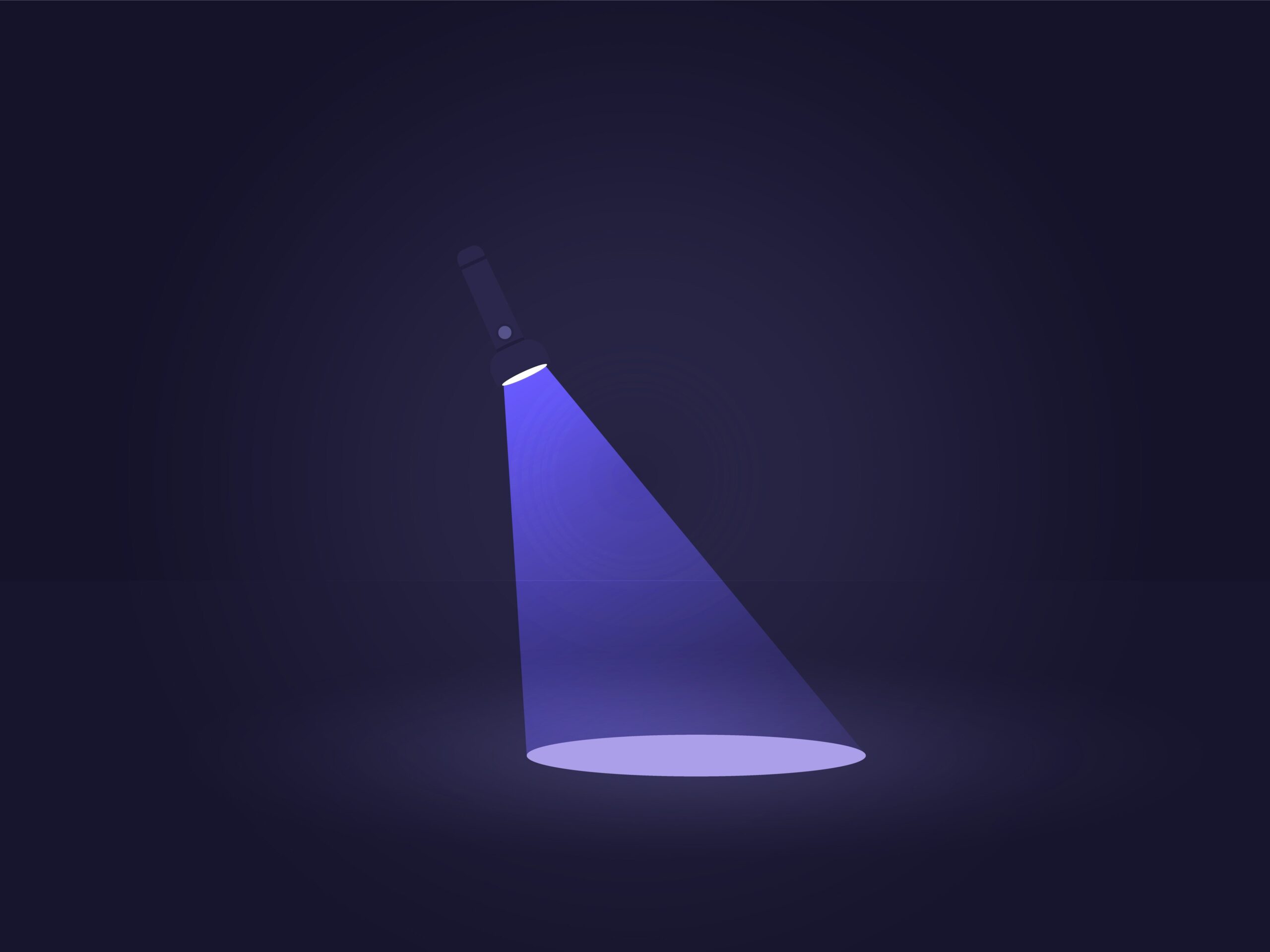 Flashlight Light in the Dark. Vector flat illustration. (iStock)