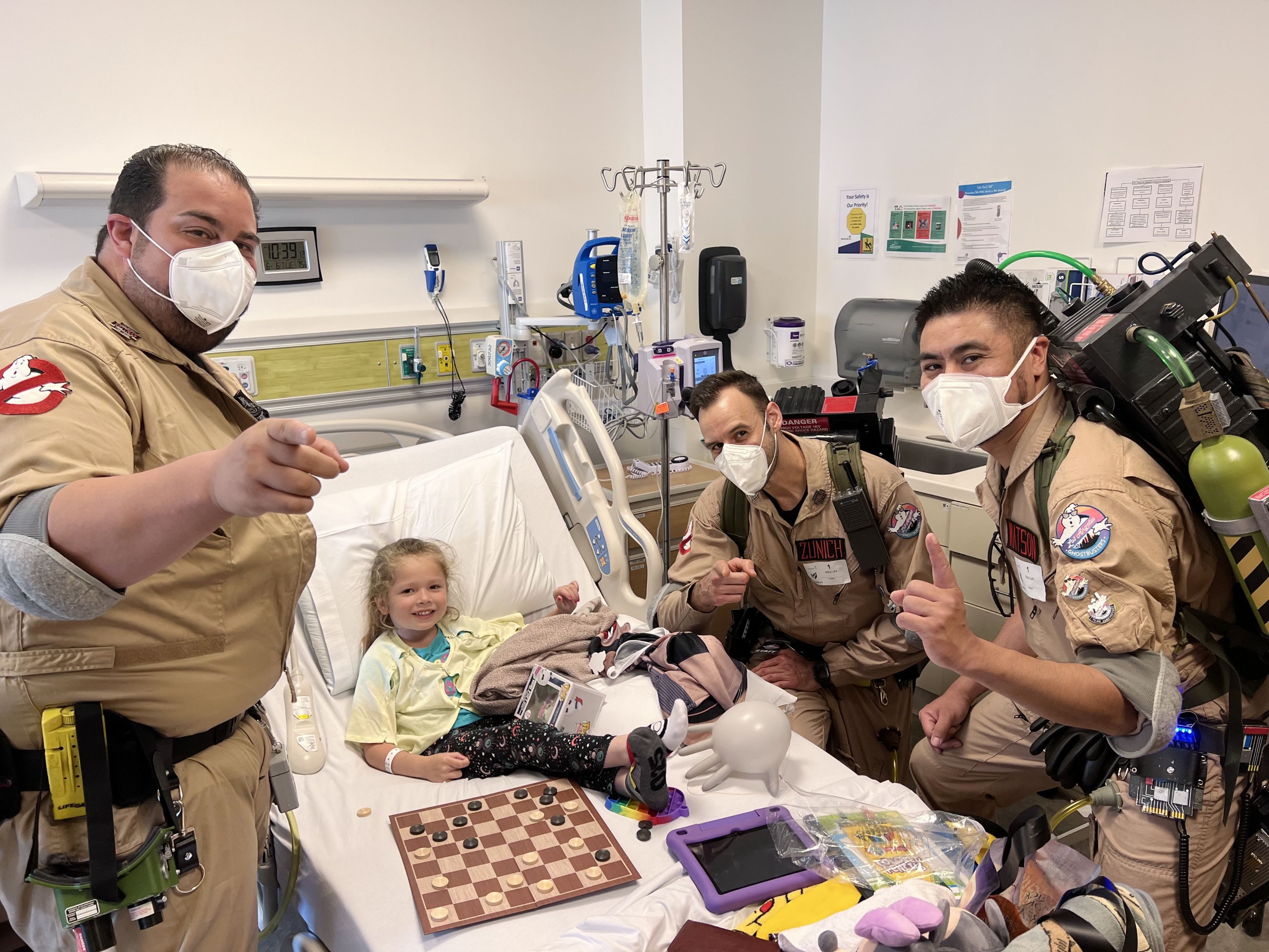 The Los Angeles Ghostbusters visit patients at Miller Children’s Hospital in Long Beach, Calif.