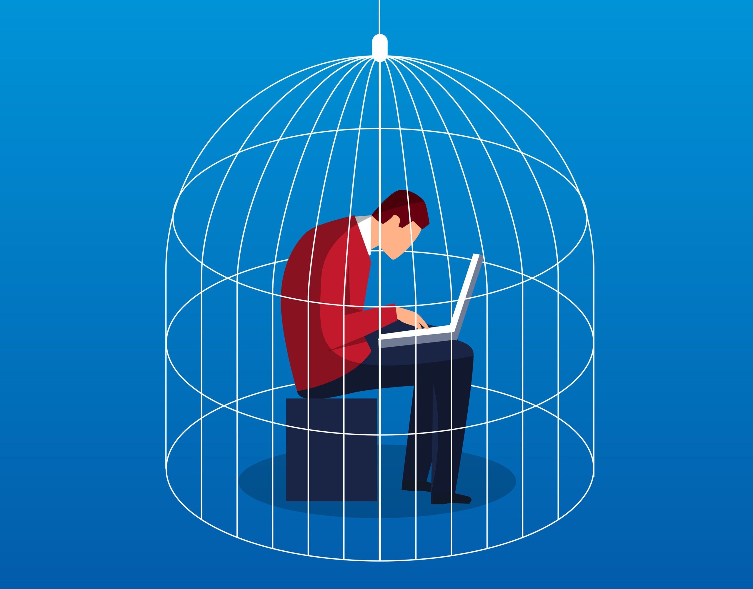 Businessman in a cage. (iStock)