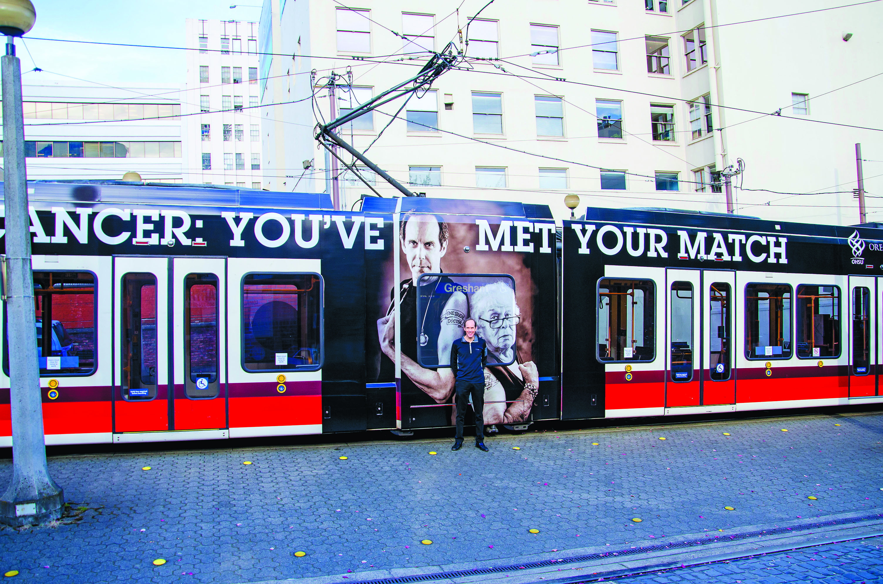 A PERFECT MATCH: Brian Druker, head of OHSU’s Knight Cancer Center, posed for an ad with donor Gert Boyle, who pledged $100 million toward a $500 million challenge.