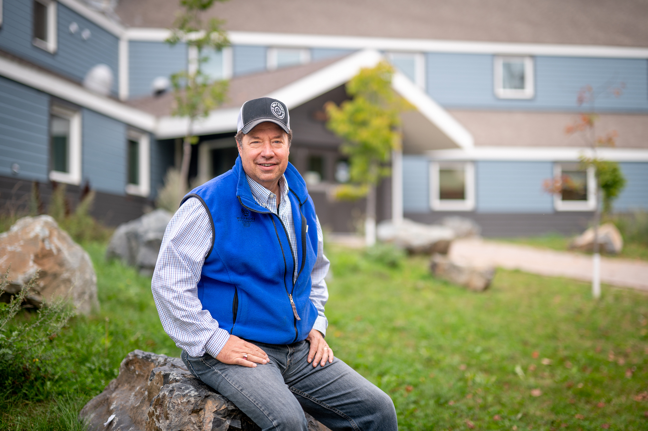 Pete Smerud in front of Wolf Ridge Environmental Learning Center in Finland, Minnesota.