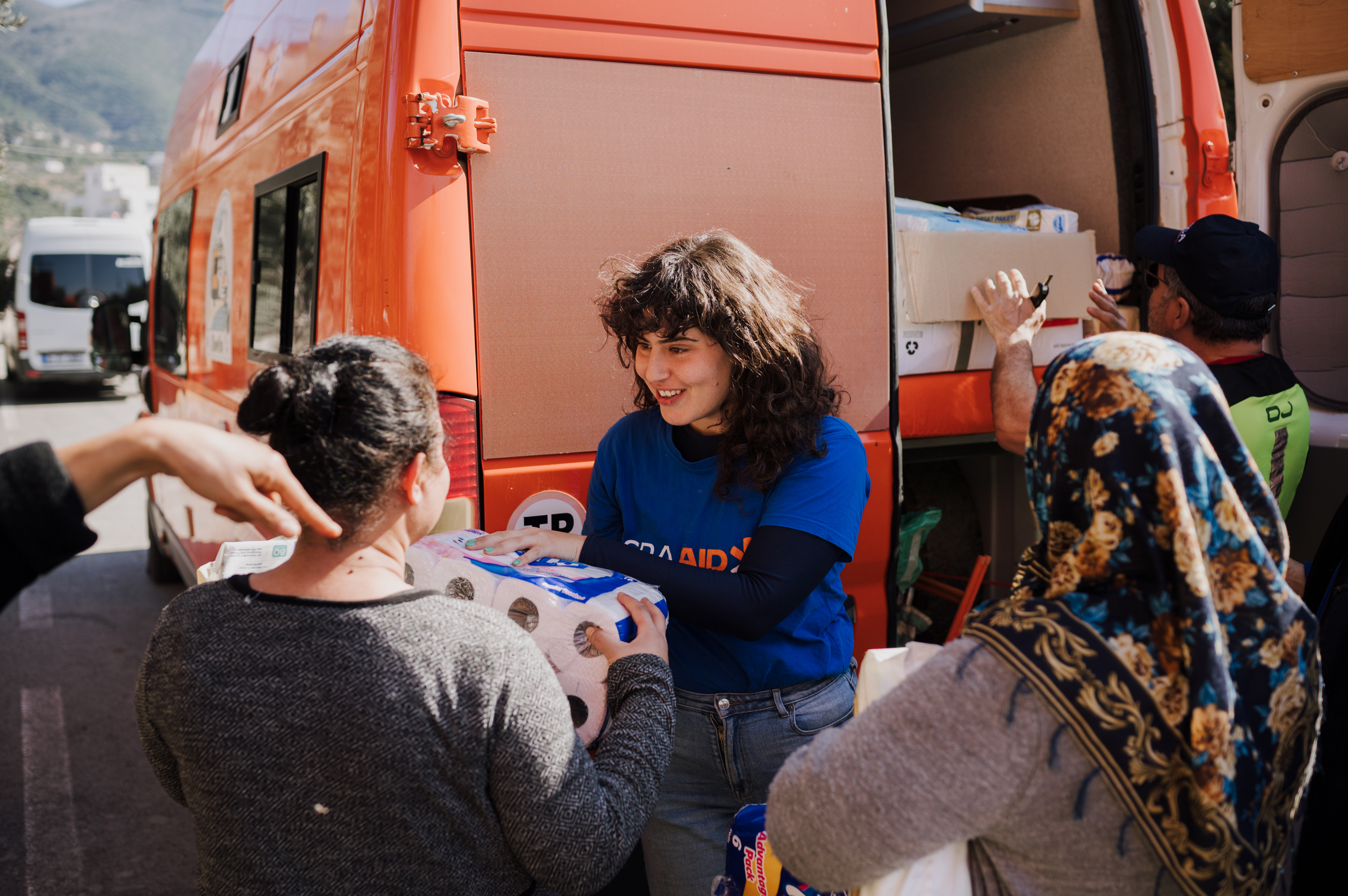 IsraAID team members distributing hygiene supplies in Hatay province, Turkey, in March, 2023.