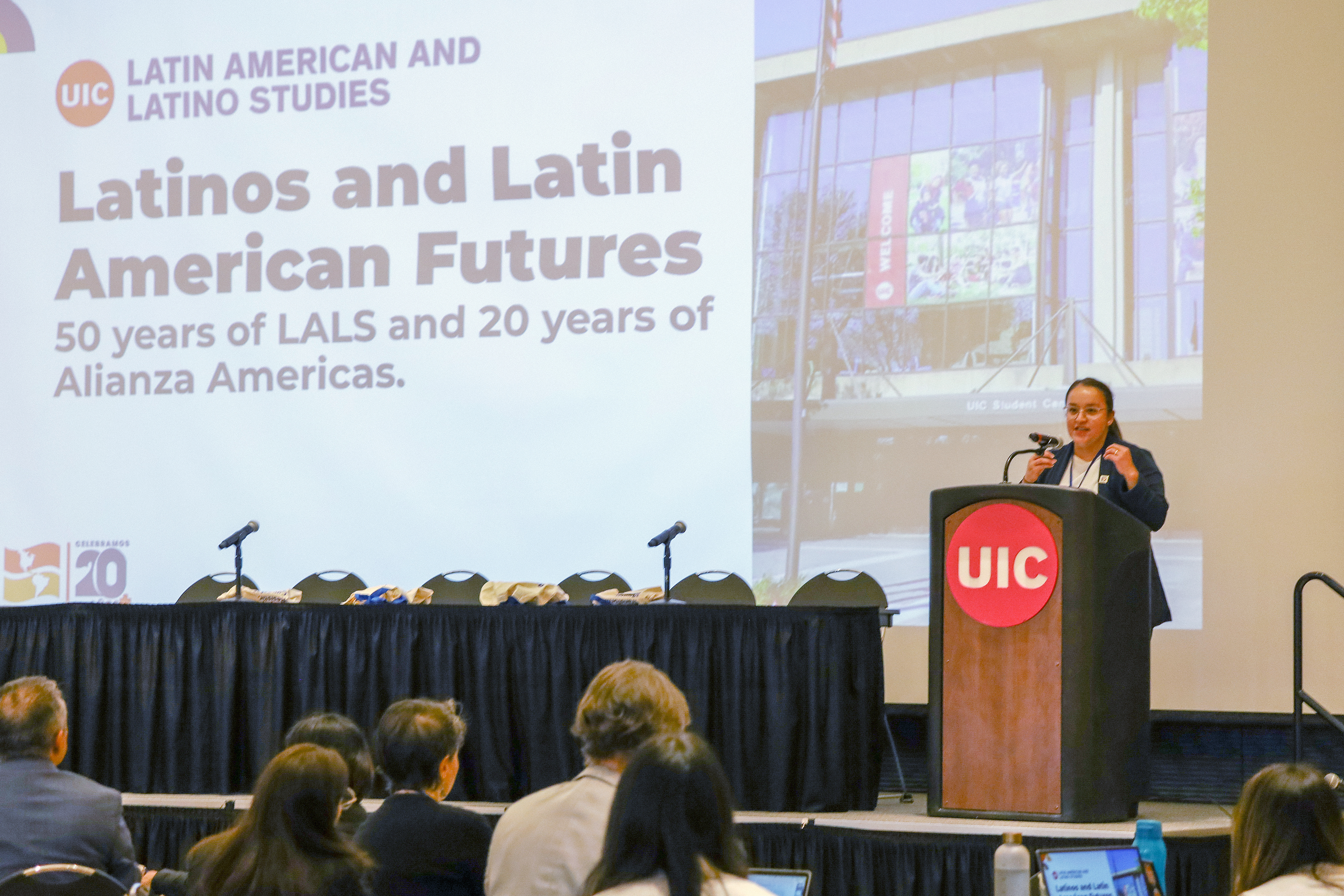 Dulce Guzman, executive director of Alianza Americas, speaks during the ‍Alianza Americas 2024 Leadership Assembly, co-hosted by the Latin American and Latino Studies program at the University of Illinois at Chicago, on Nov. 8, 2024.