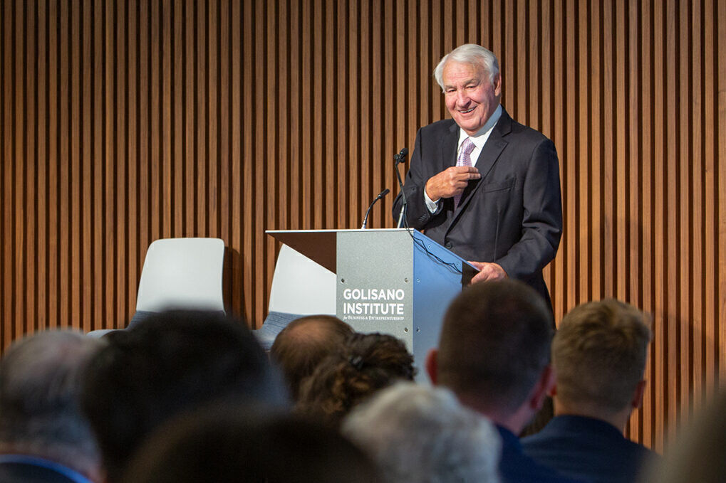 Paychex founder Tom Golisano announces his plan to donate $360 million to nonprofit organizations across Upstate New York, at the Golisano Institute for Business &amp; Entrepreneurship in Brighton, N.Y. on Sept. 17, 2024.