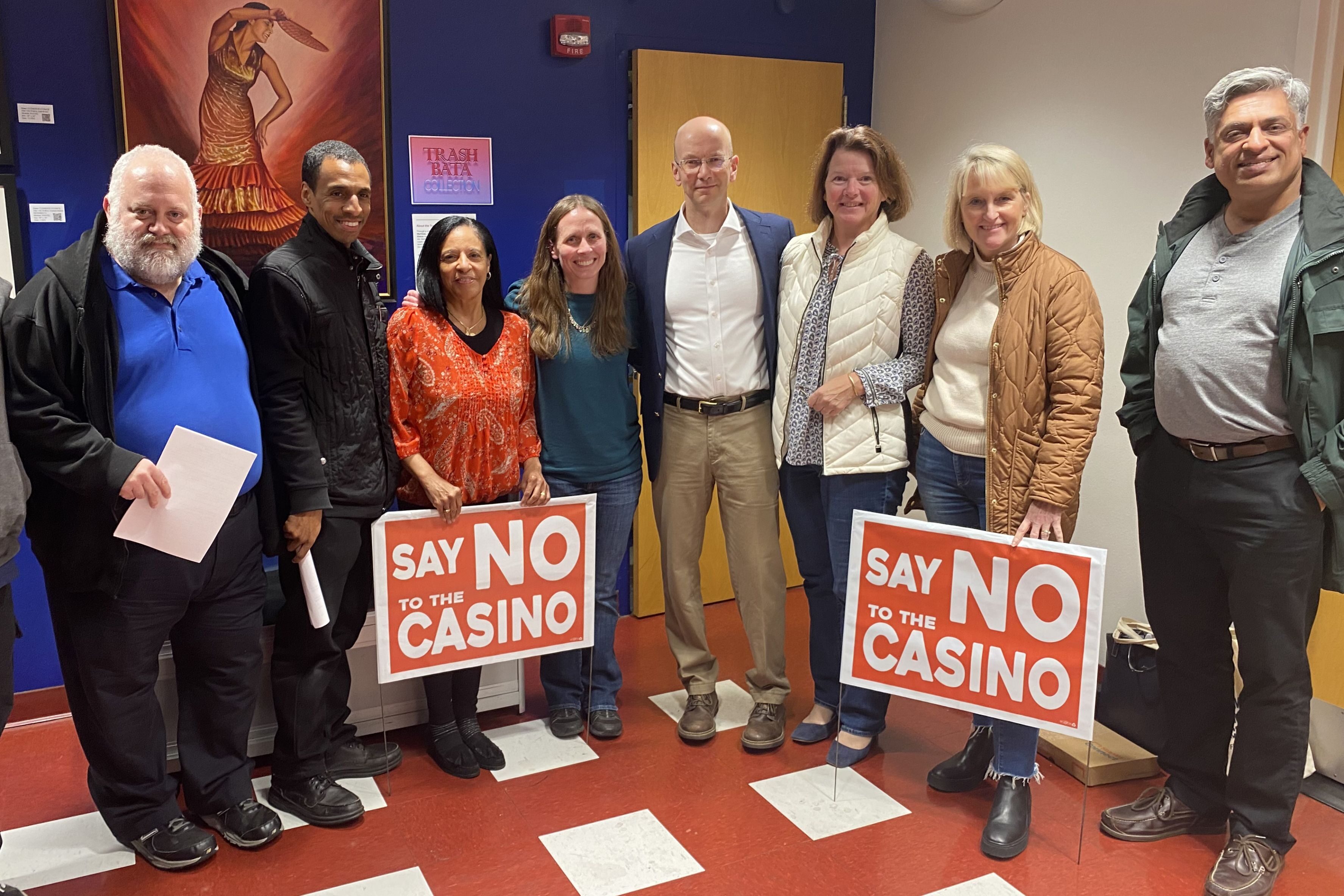 Bernal and local activists opposed to the expansion of gambling in their Long Island community. 