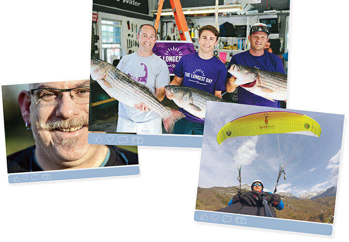 GETTING CREATIVE: Skydiving, fishing contests, or simply growing a moustache are among the ways supporters drum up gifts and awareness for charity.