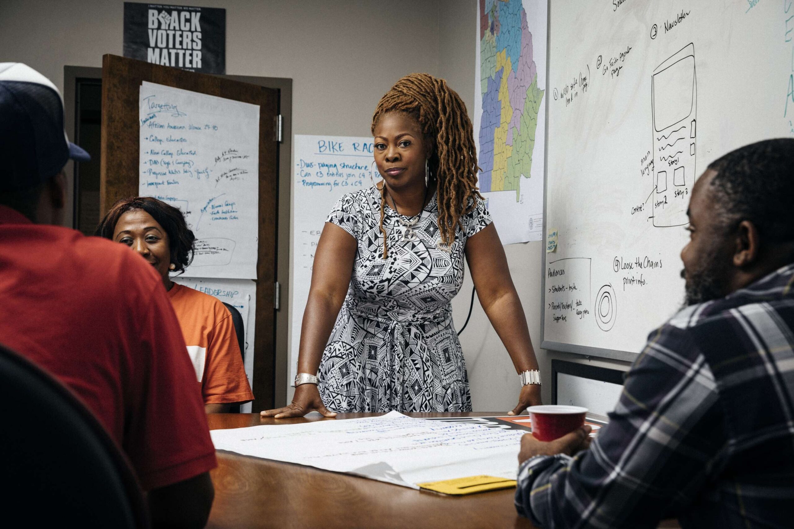 LaTosha Brown, a political organizer, at the offices of the New Georgia Project in Atlanta, Sept. 19, 2018. 