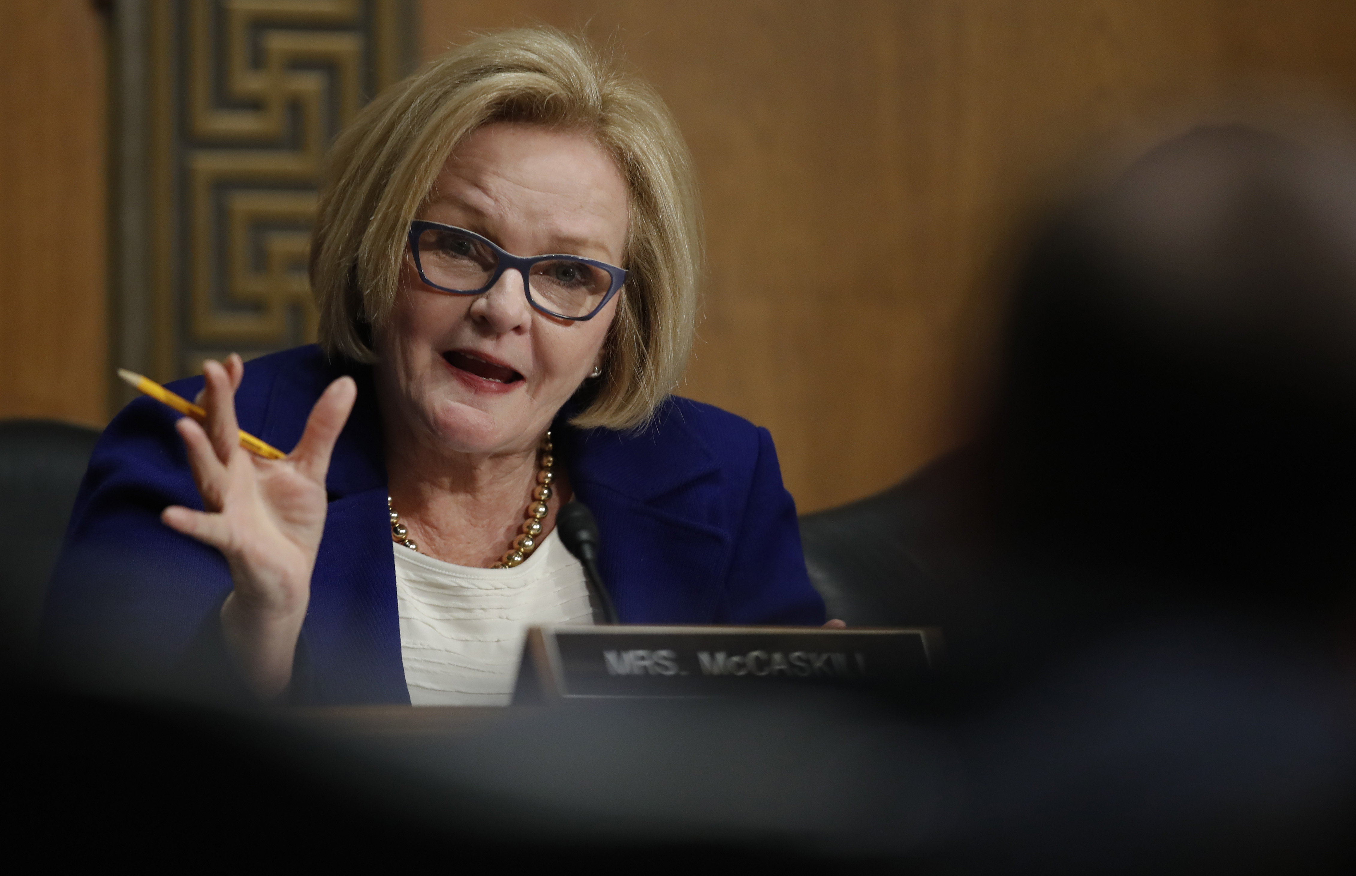 Senate Finance Committee member Sen. Claire McCaskill, D-Mo., questions Alex Azar during a Senate Finance Committee hearing on Capitol Hill in Washington, Tuesday, Jan. 9, 2018, to consider Azar’s nomination to be Secretary of Health and Human Services. (AP Photo, Carolyn Kaster)