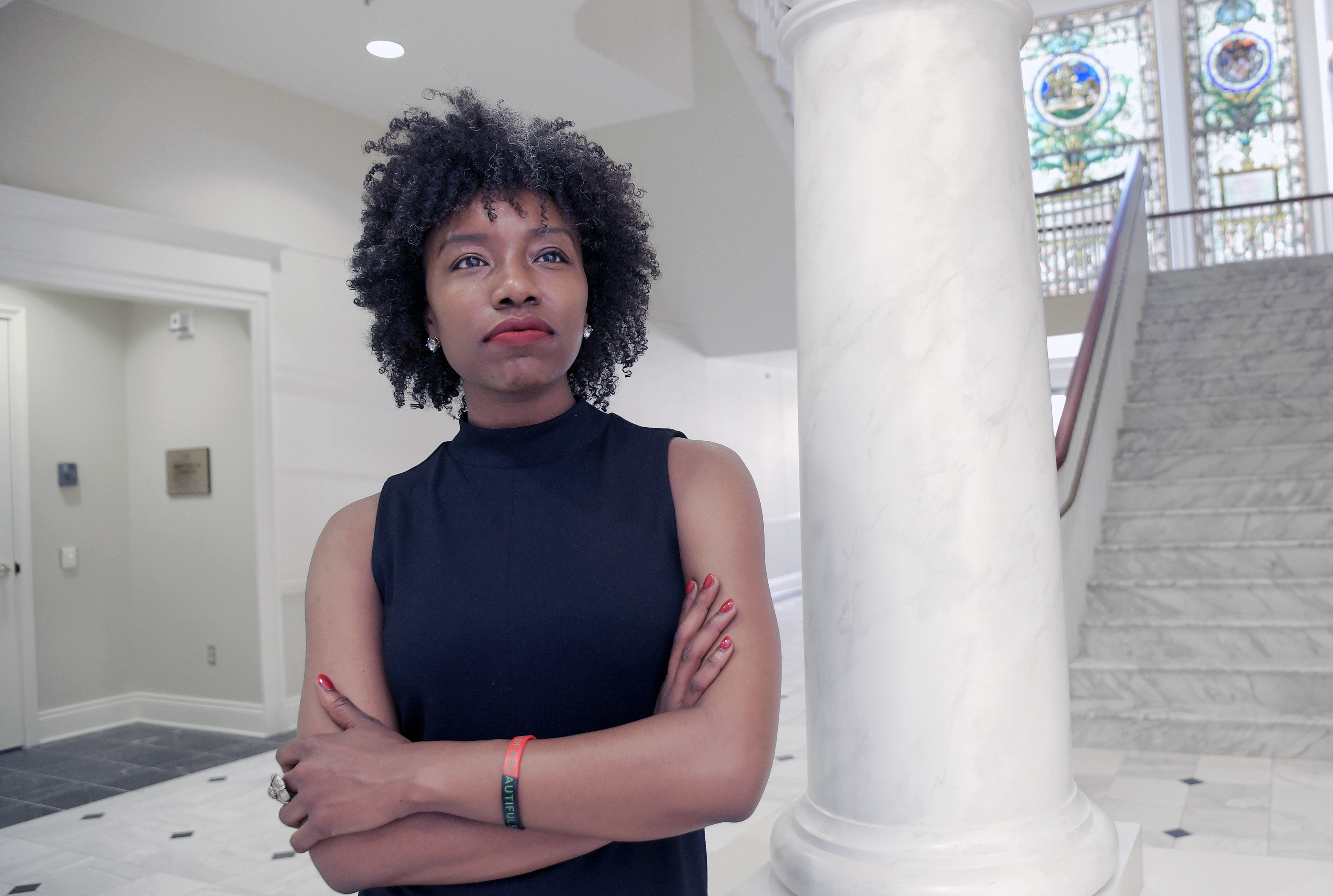 Caryn York, director of policy and strategic partnerships at Coalition for Safe and Just Maryland, pictured in the House Office Building.

 