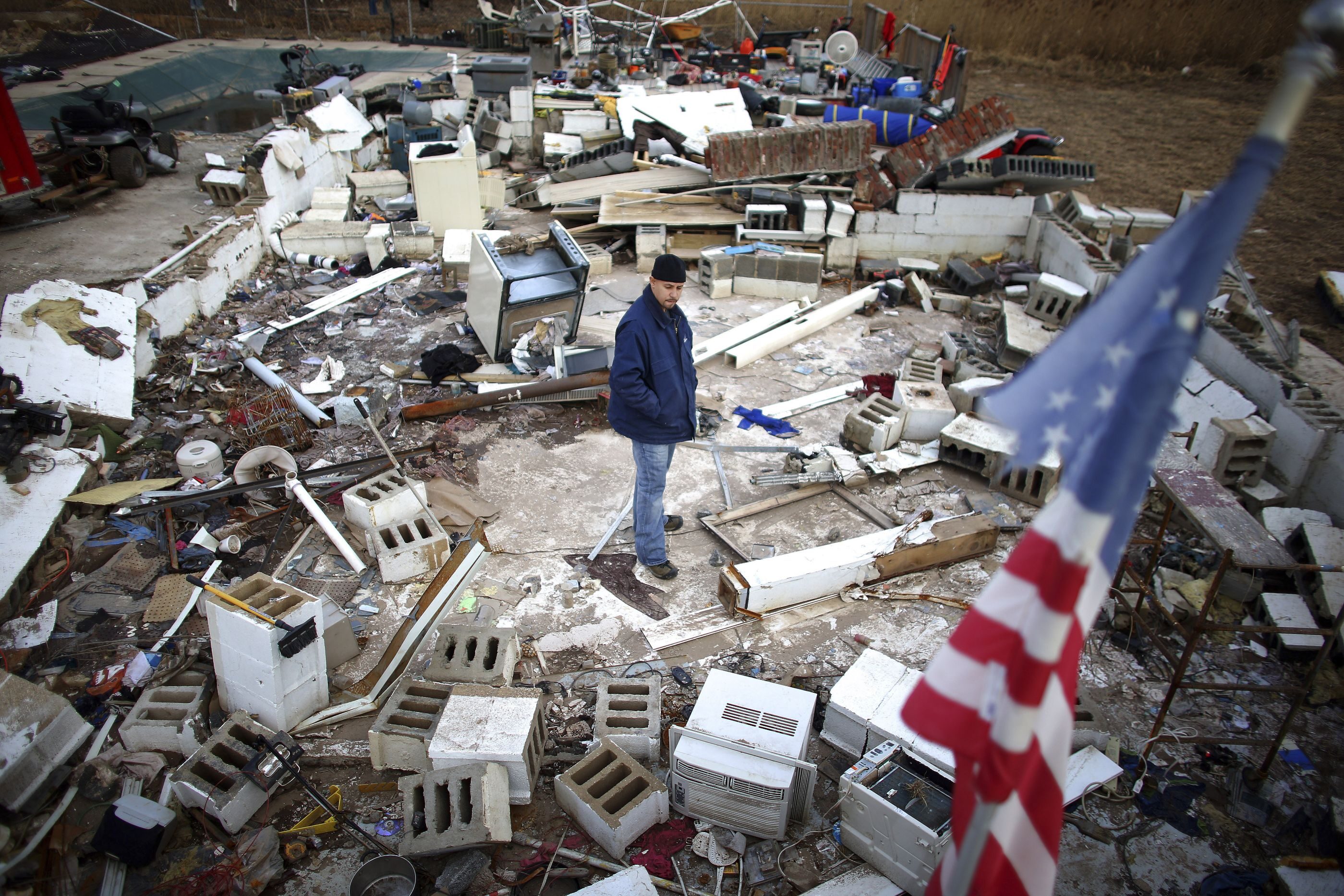 Photo of destroyed houses in Staten Island after Hurricane Sandy