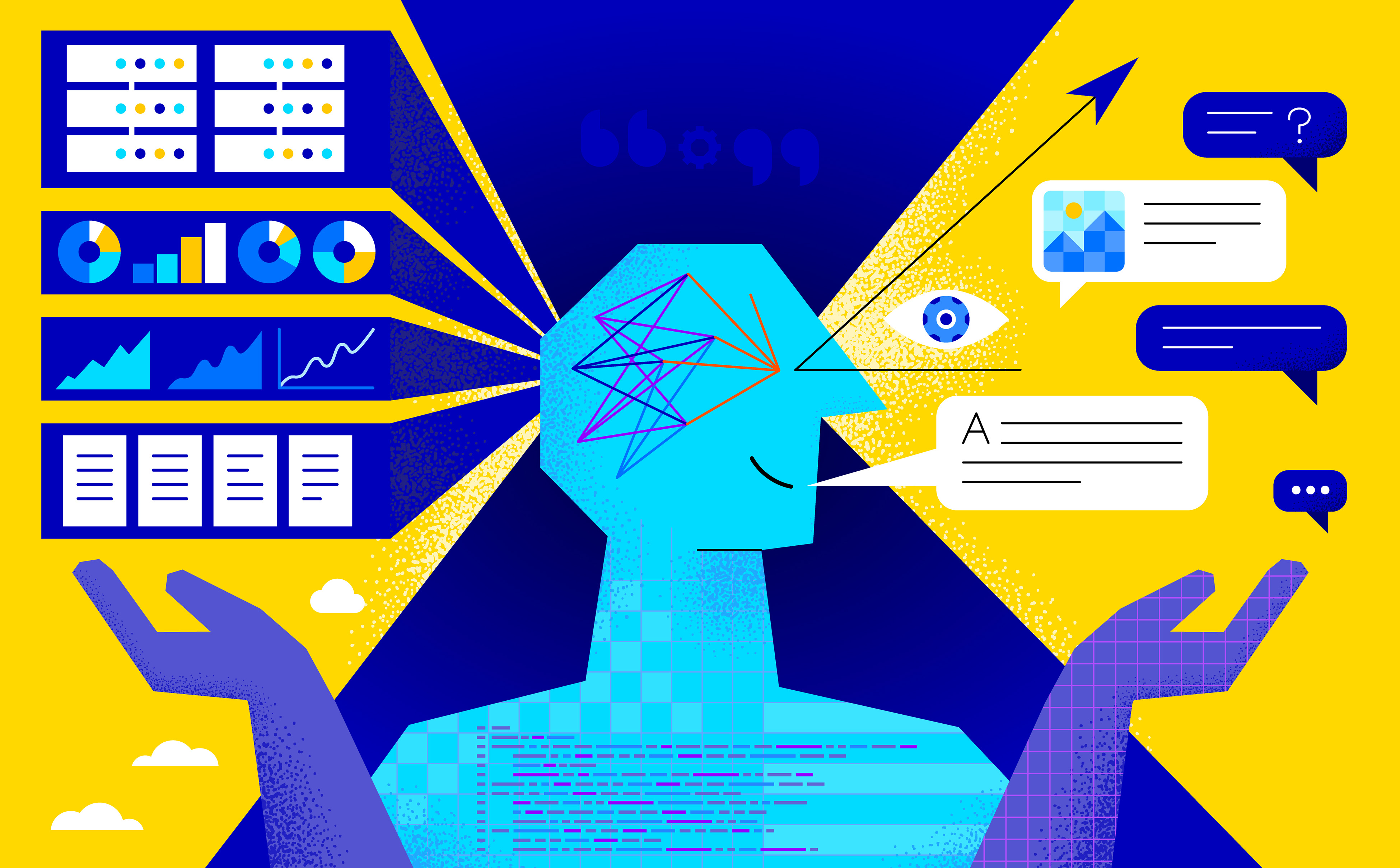 Artificial intelligence concept. Chatbot service and support. Robot communicating.  (Getty Images)