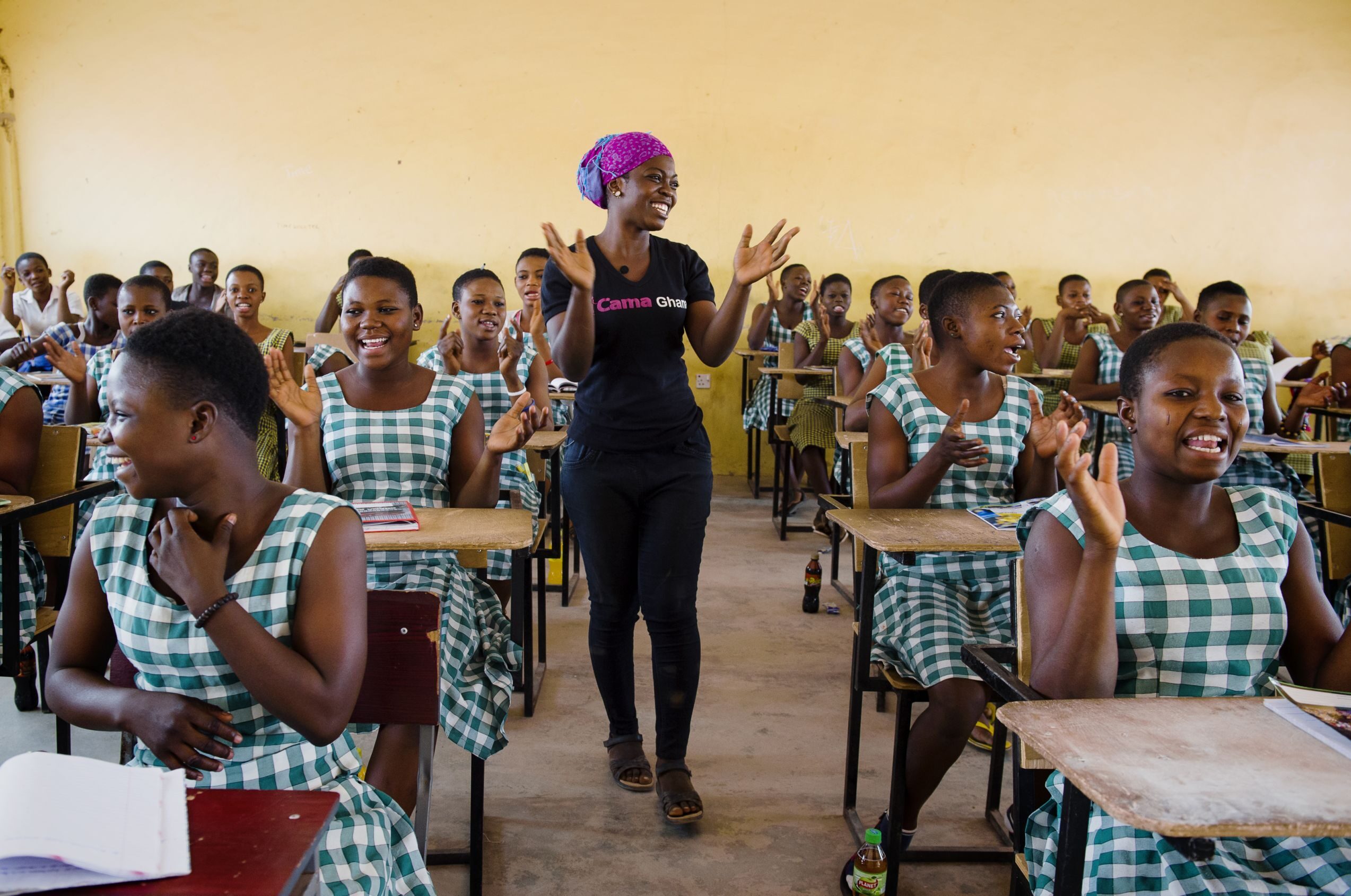 Nimatu (center) is a role model and mentor in the CAMFED Association of women leaders. She set up a foundation to help children stay in school, and, through her Changemakers Girls’ Club, mentors 60 girls at the only Senior High School in her district. Nimatu identified the key challenges for girls as poverty and lack of relatable role models. The local Chief and the Headmaster of the school look to her for advice on keeping girls in education.