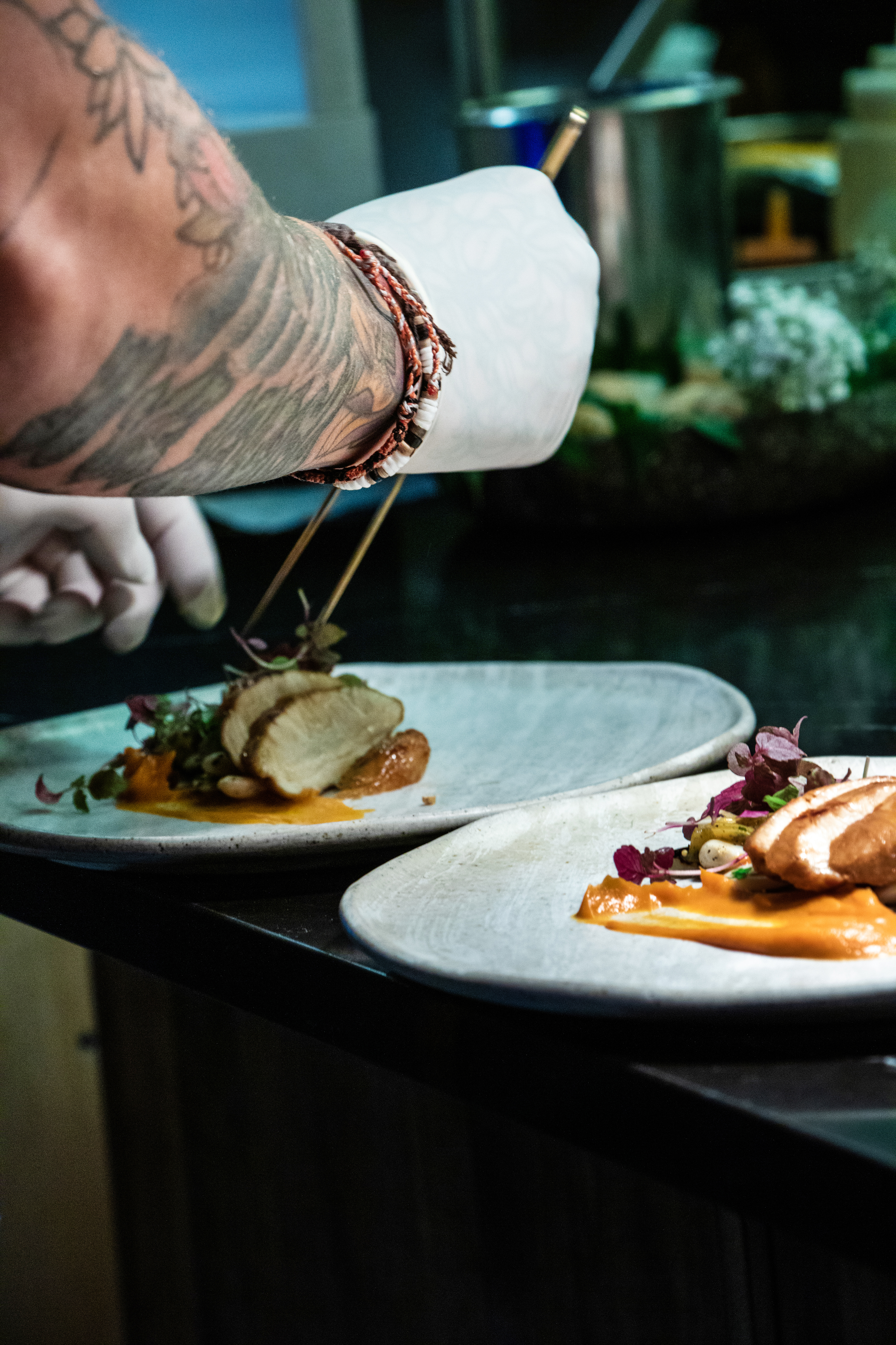 Chicken made by the company Good Meat is plated at a lunch hosted by Bezos Earth Fund where a group of international climate leaders met during Climate Week NYC to discuss the critical importance of sustainable proteins in global climate negotiations.