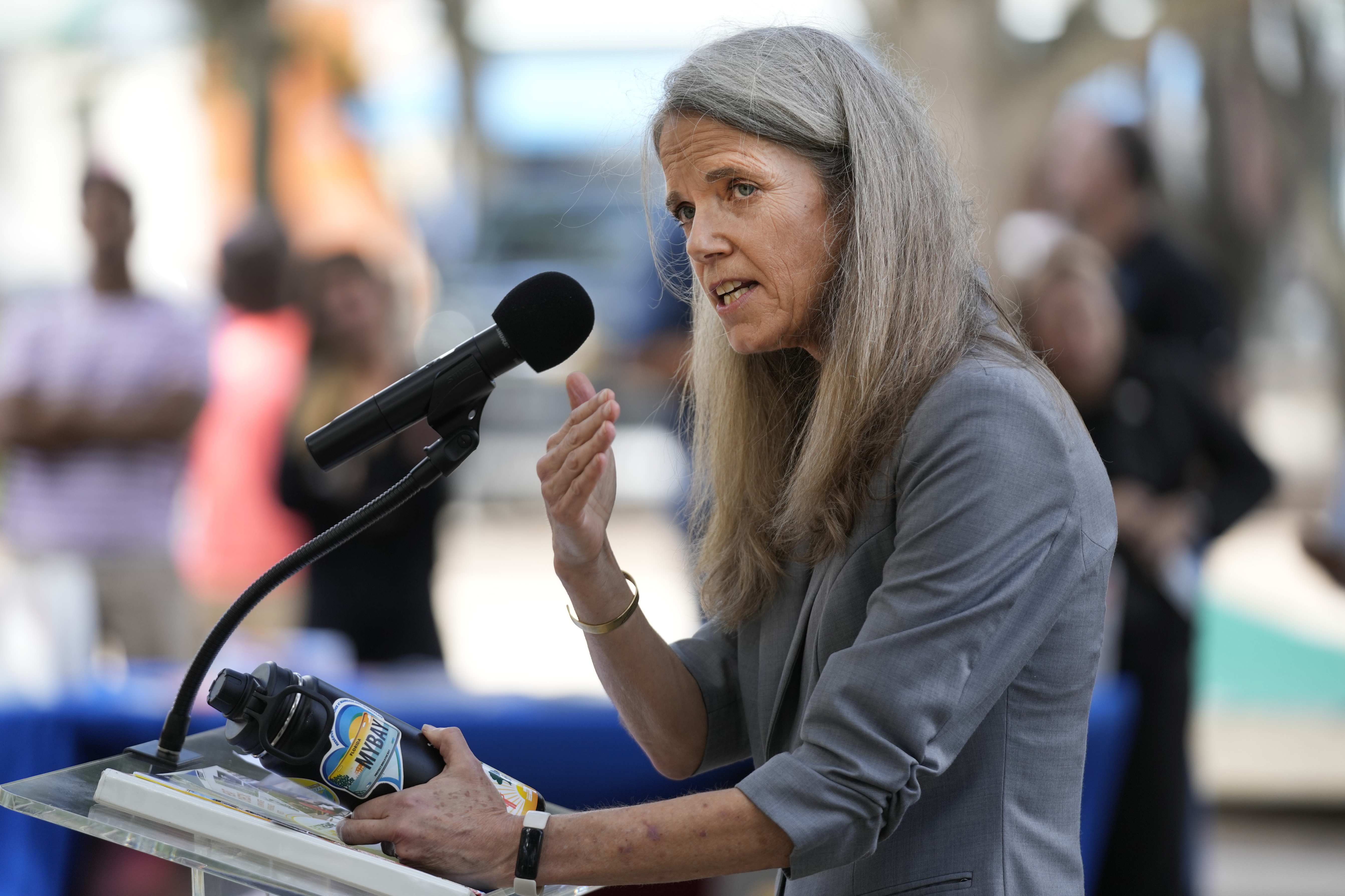 Miami-Dade County Chief Heat Officer Jane Gilbert speaks during a news conference as officials announce the second annual official heat season, Monday, May 15, 2023, at the Stephen P. Clark Center in Miami.