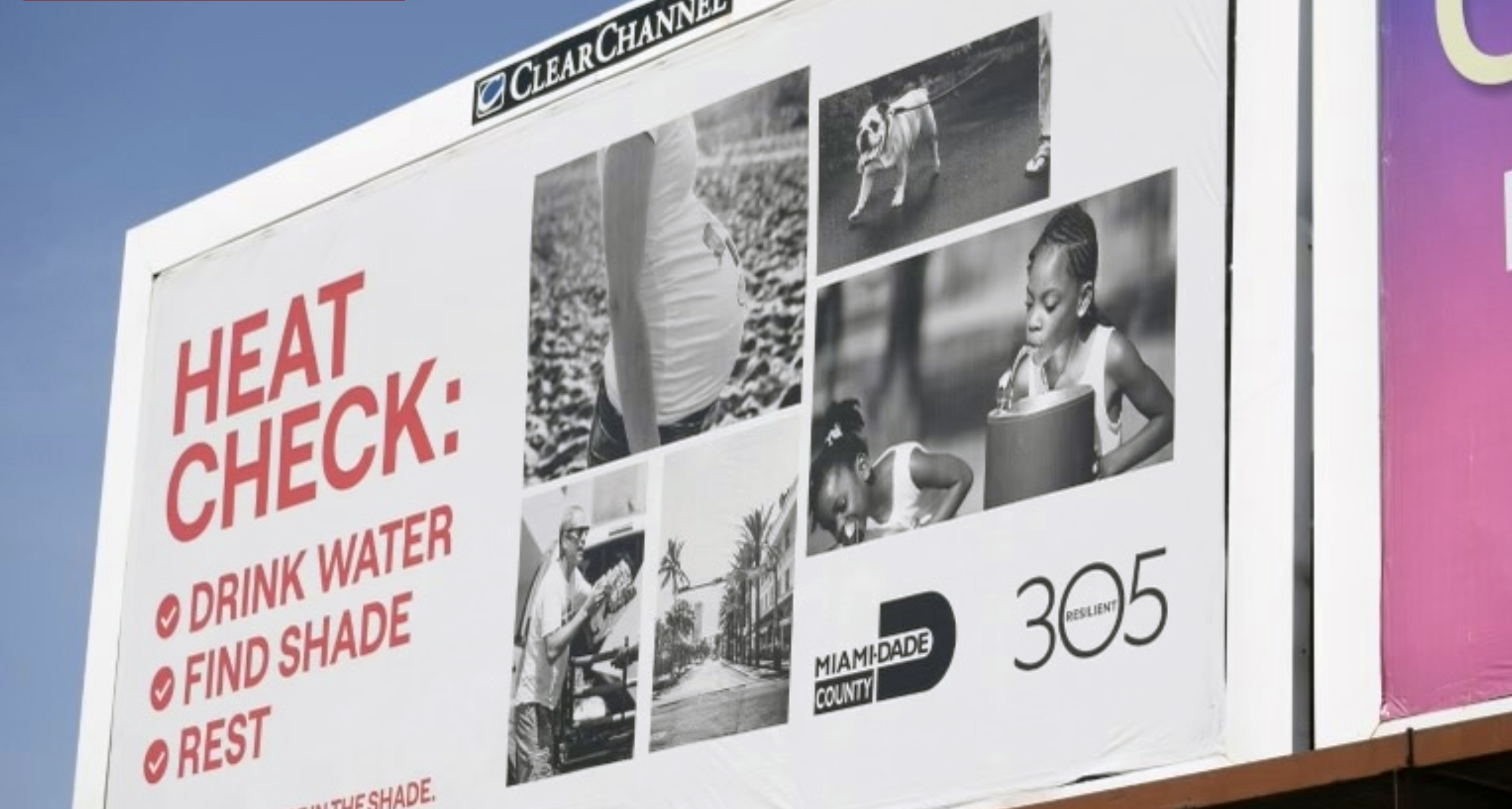 A billboard Miami has put up to warn people about the risks of heat exposure.