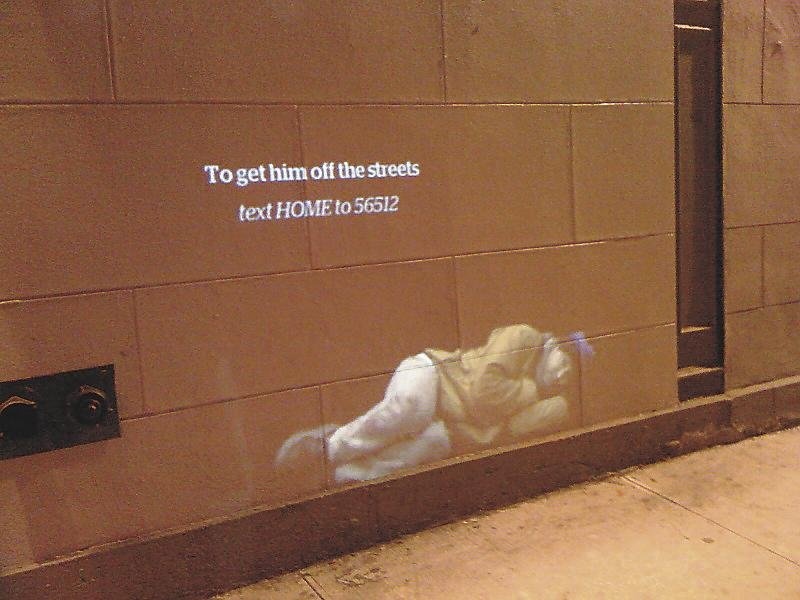 High-Tech Projection and Texting Help New York Charity Attract Support for Its Fight Against Homelessness